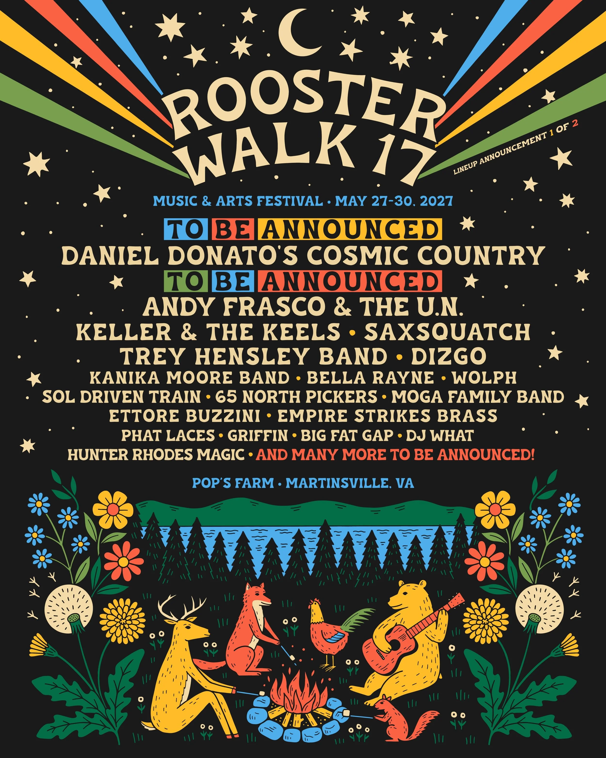 🐓📣 1st festival announce for 2027 + 1st wave lineup for @roosterwalk May 27-30 
📍Pop&rsquo;s Farm Martinsville, VA

🎶 Keller &amp; the Keels are ready to roll!
🎟️ on sale NOW (use KW 🔗 in bio)

#kellersndthekeels @larrykeel #jennykeel #roosterw