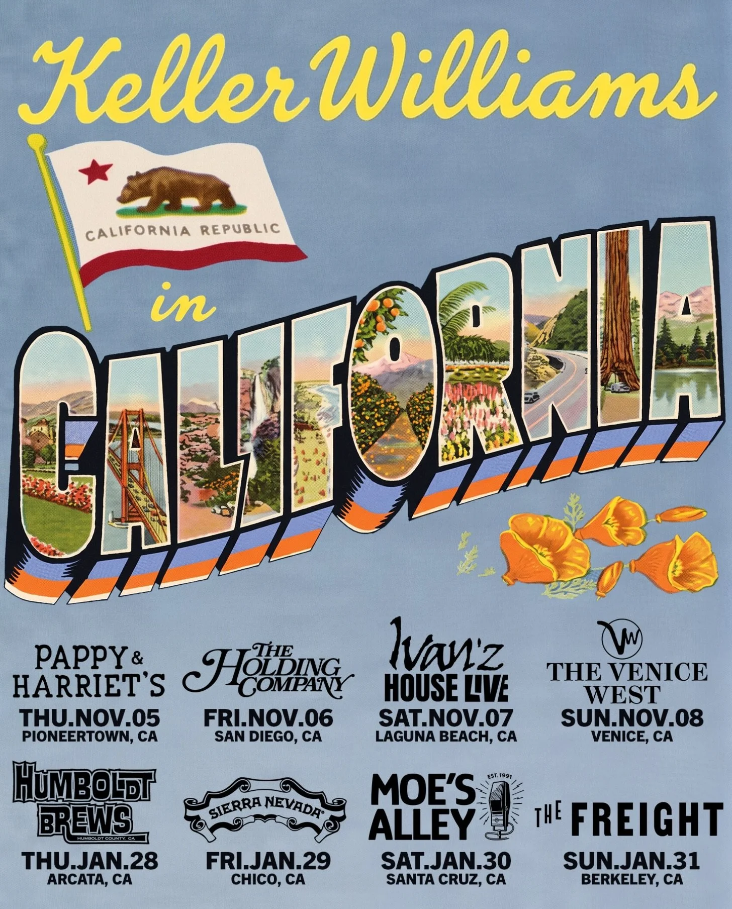 😎California your&rsquo;e up next! 
11/5 @pappyandharriets Pioneertown
11/6 @thc1502 San Diego
11/7 @ivanzhouselive Laguna Beach
11/8 @thevenicewest Venice

🌲NorCal in January🤔