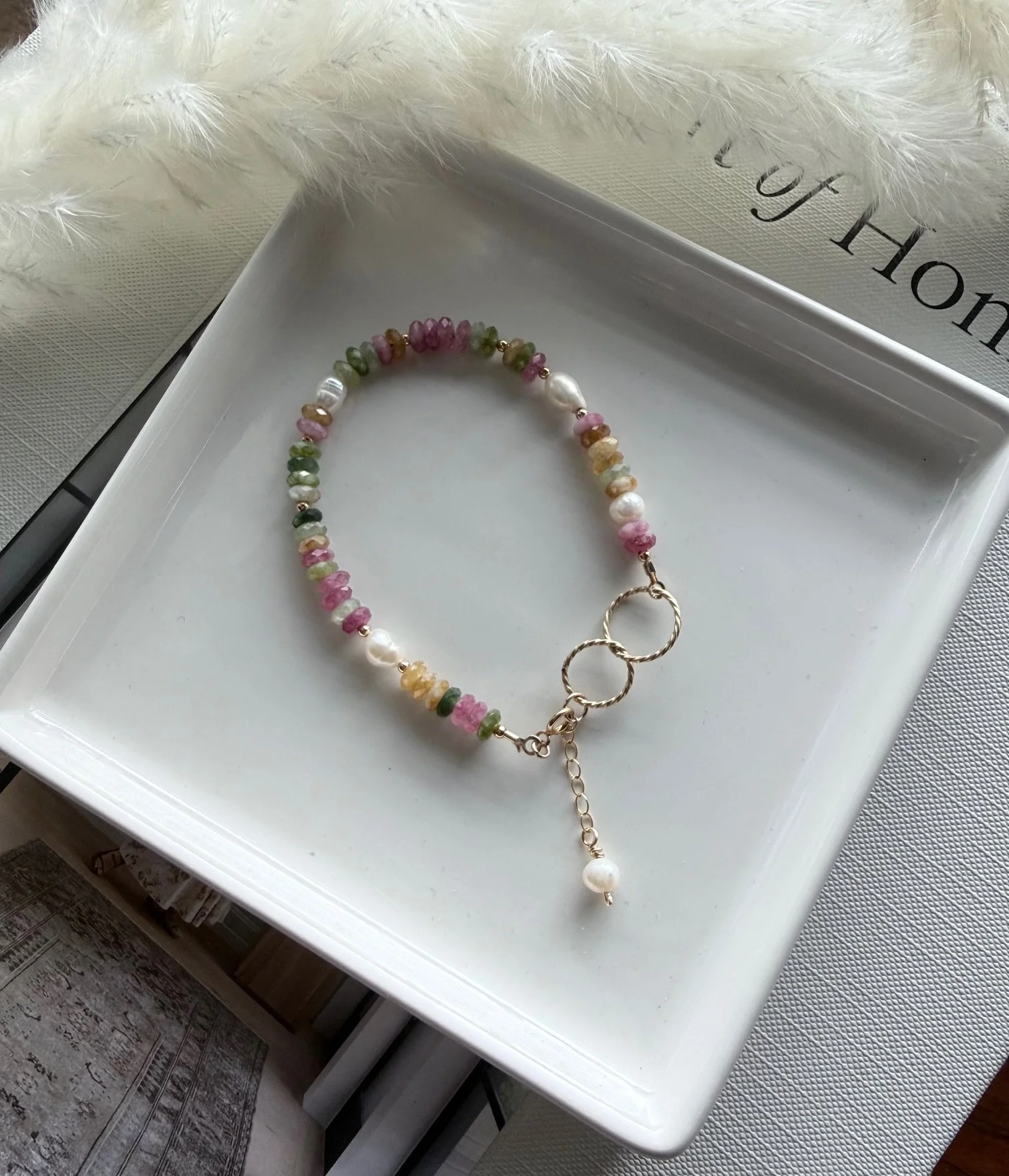 Pink Blush and Pearl Bracelet
