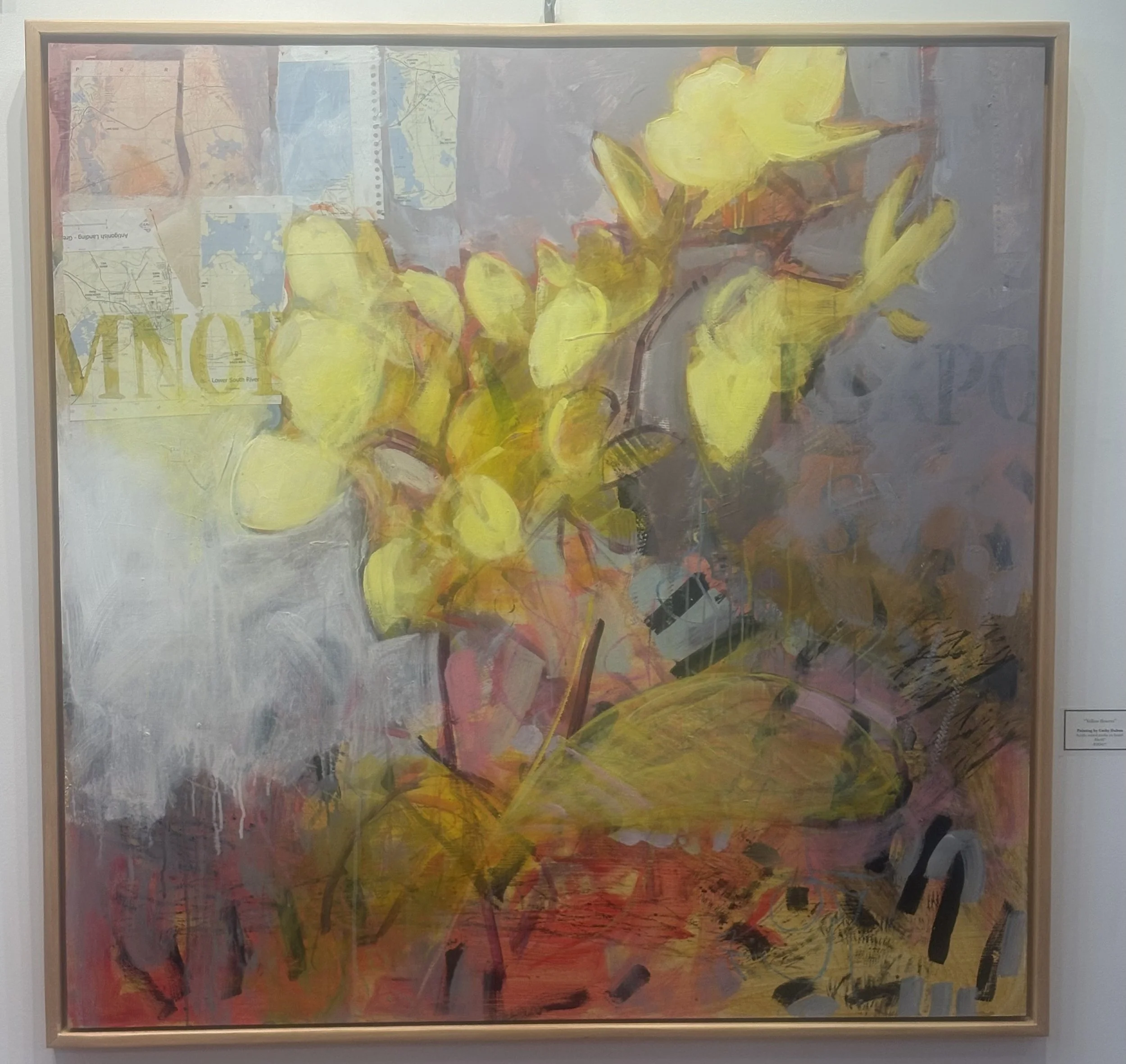 Yellow Flowers  Acrylic Mixed Media  $1850 by Cathy Dalton