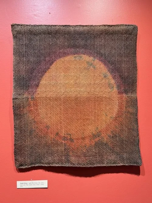 Earth Moon 45cmx45cm. Hand woven linen, silk, cotton, dyed with fibre reactive dyes.  $200