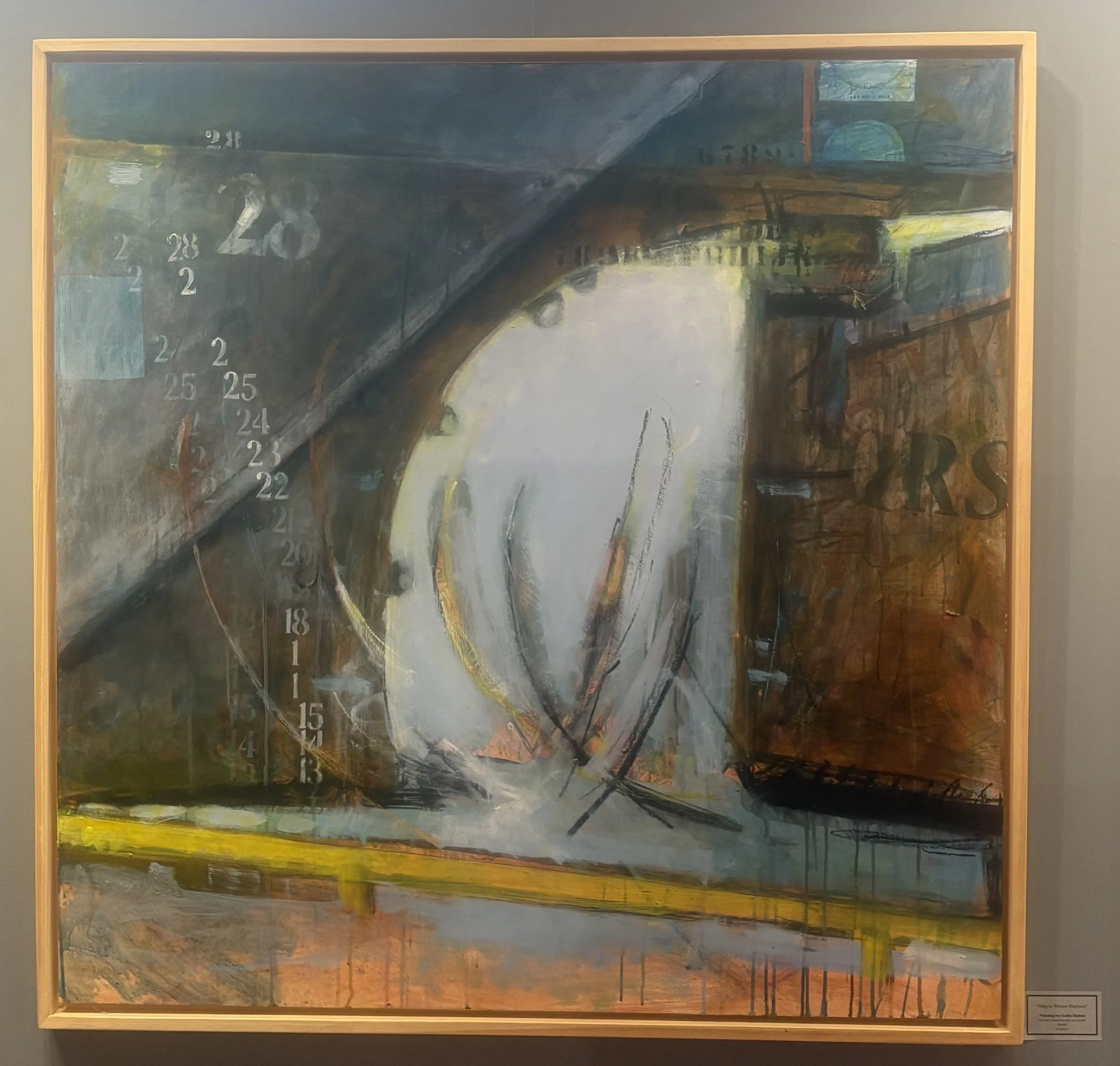Ship In Winter Harbour Acrylic Mixed Media $1850 by Cathy Dalton