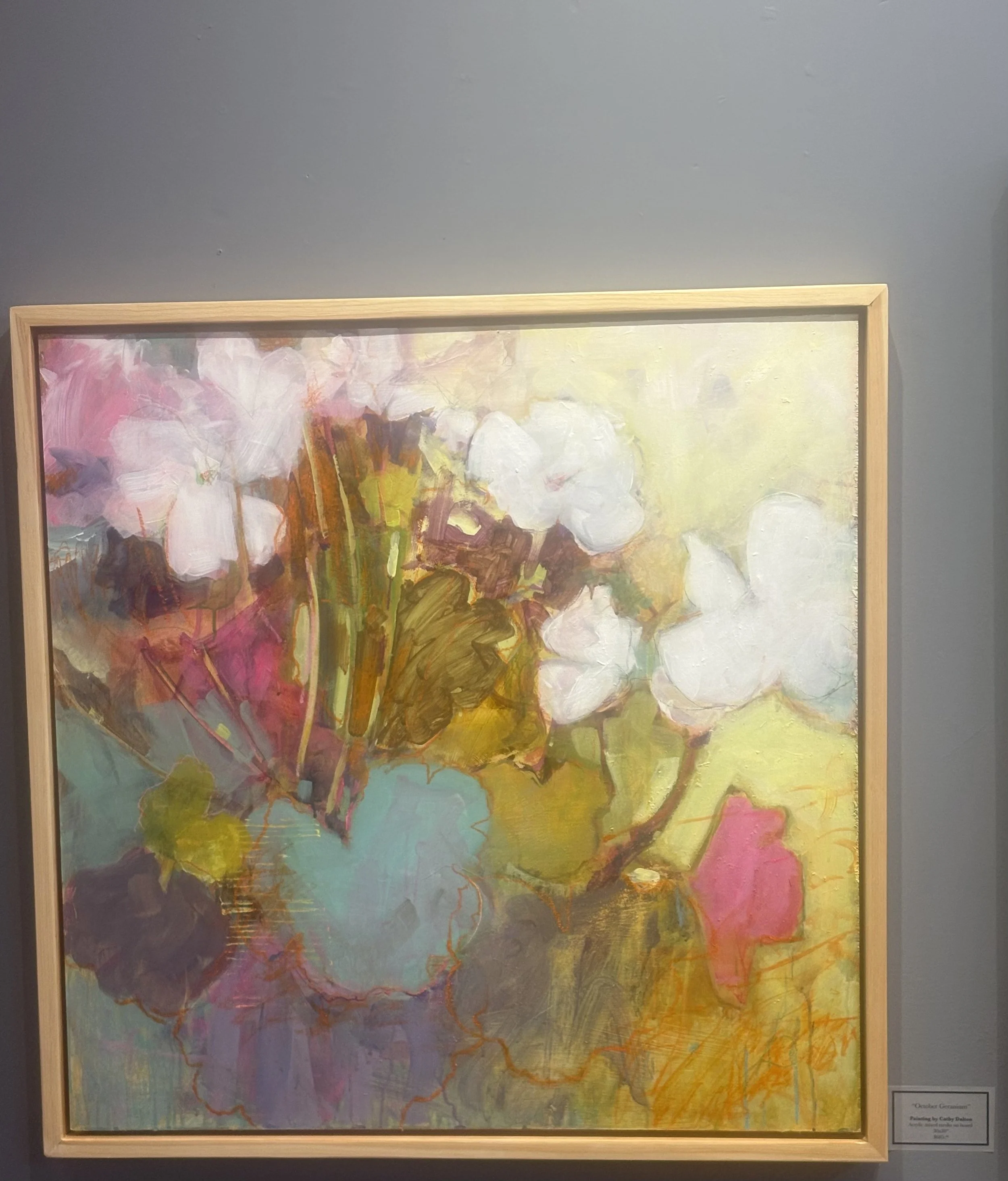 October Geranium Acrylic Mixed Media $685 by Cathy Dalton