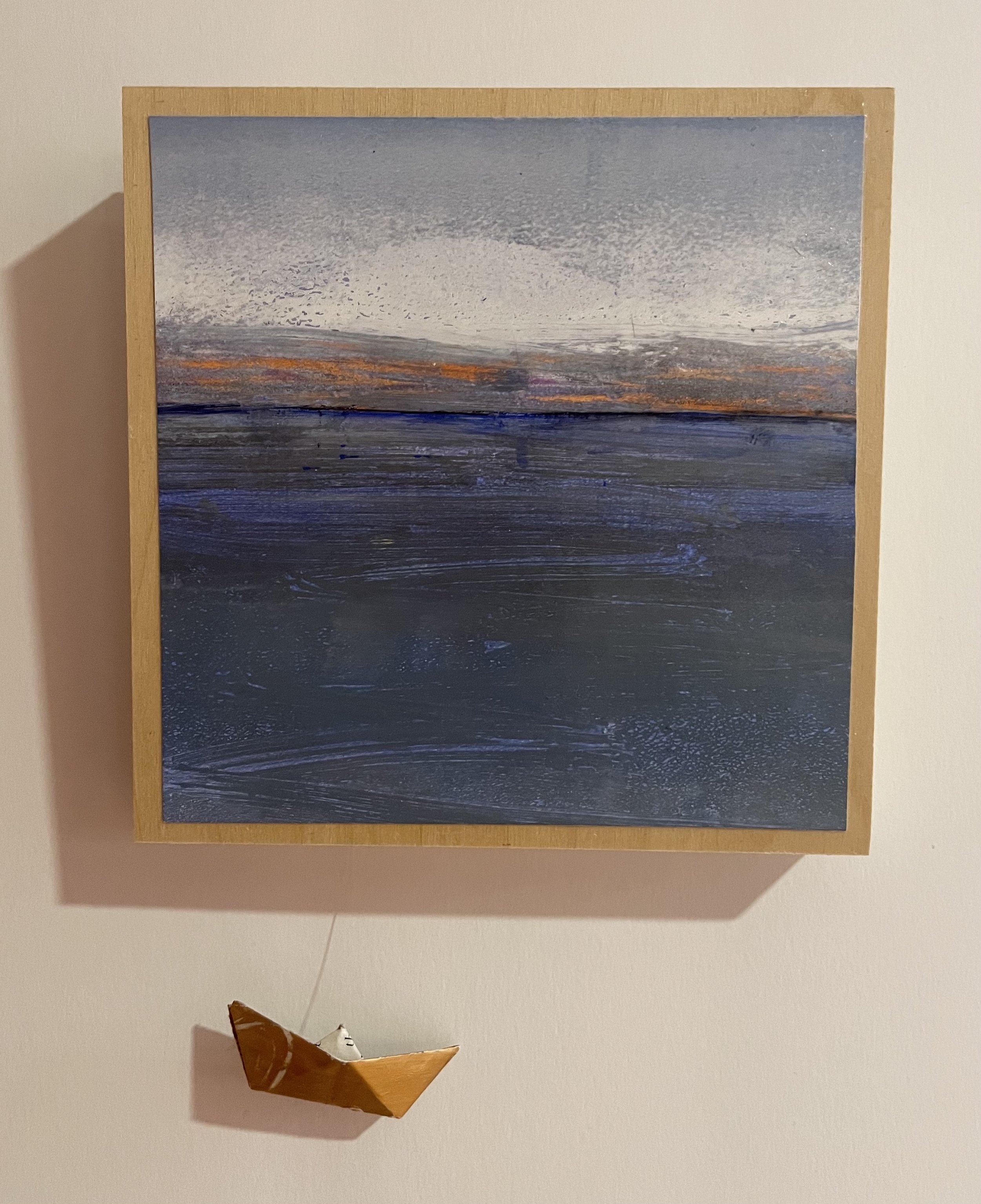 Andrea Pottyondy
Maritime Melody with Dream Boat 2
Monoprint on Panel, Origami Boat
$100 SOLD