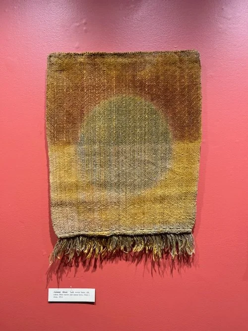Autumn Moon 45cmx45cm. Hand Woven linen, silk, cotton, dyed with fibre reactive dyes and natural indigo. $200