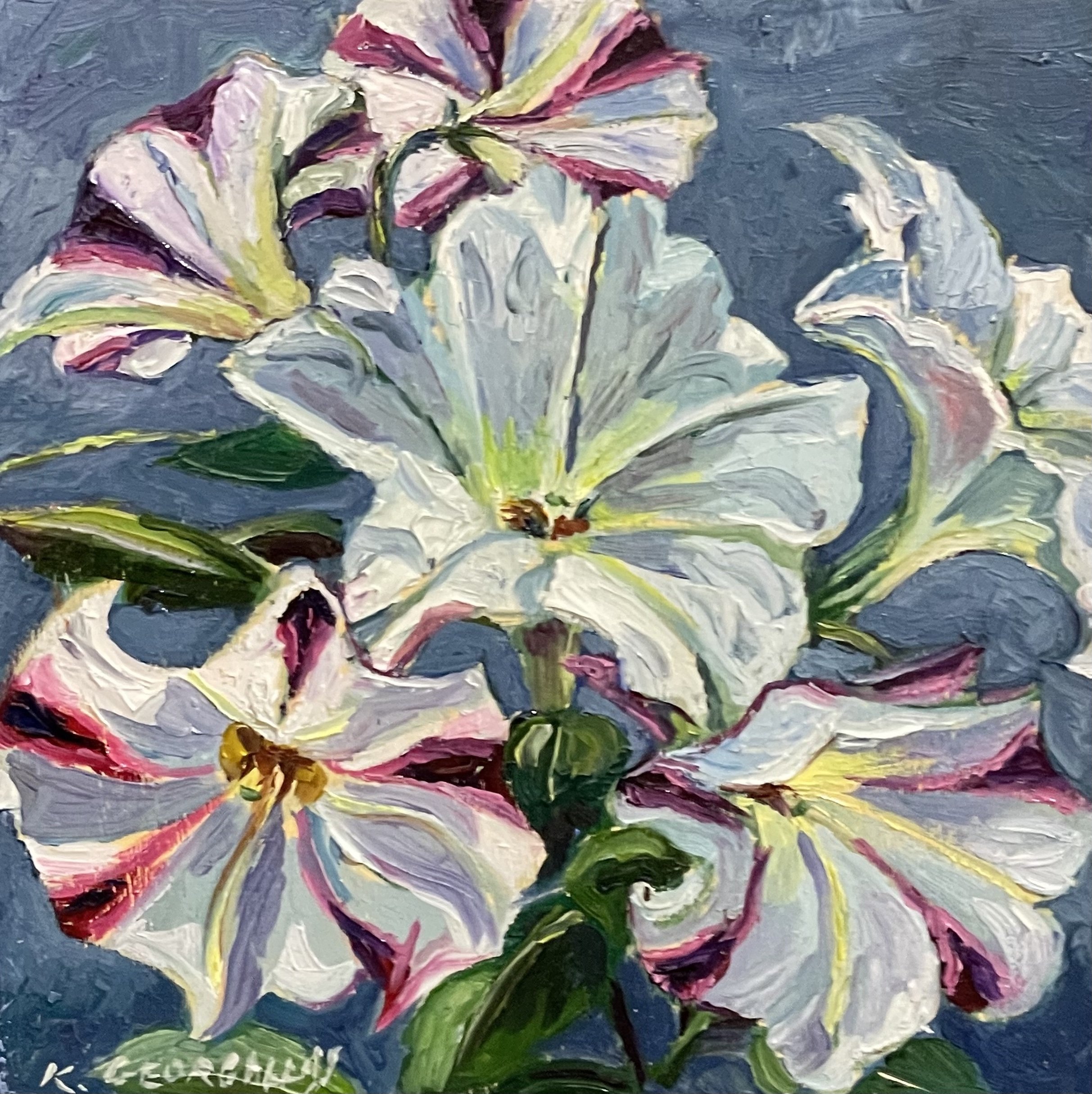Kate Brown-Georgallas
Circle of Petunias
Oil on Panel
$165