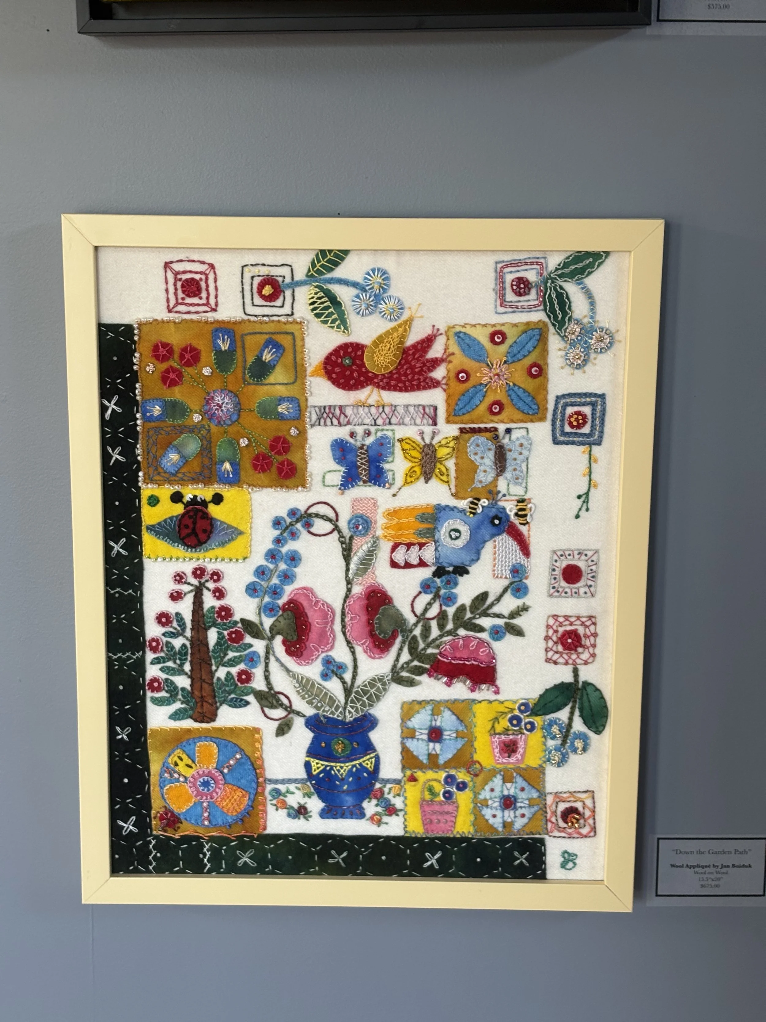 Down The Garden Path Wool Applique $675 by Jan Boiduk