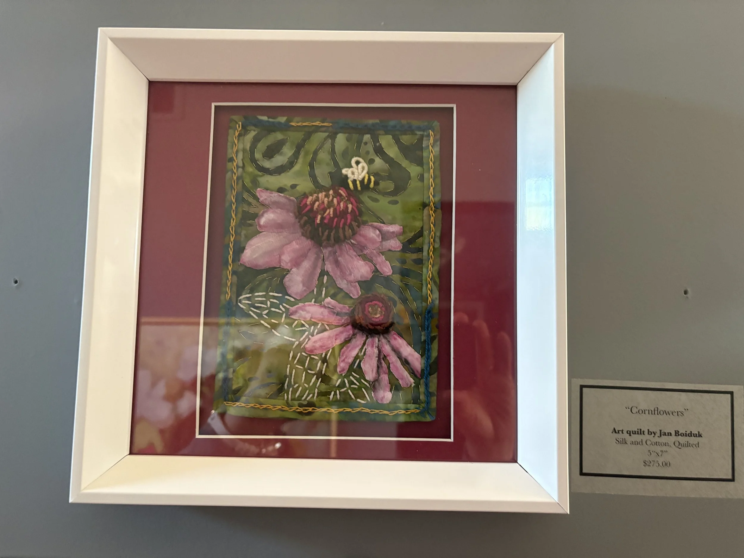 Cornflowers Embroidery Applique $275 by Jan Boiduk