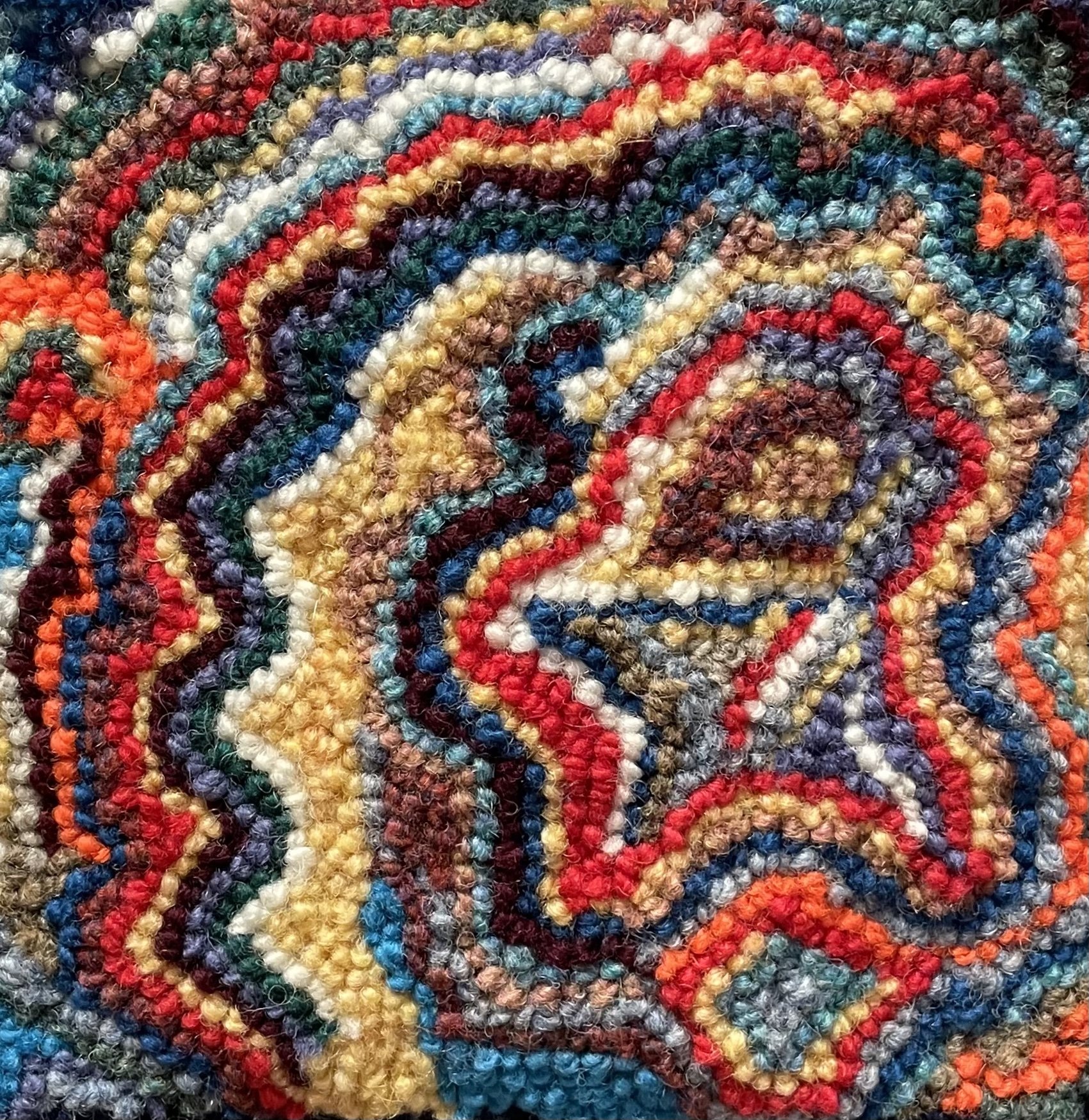 Catherine Robichaud
Symbols Of Time
Wool Yarn Hooked on Linen on Canvas
$65