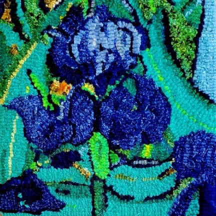 Caroline M. Simpson
Van Gogh’s Iris
Wool Flannel Hooked on Linen
$350