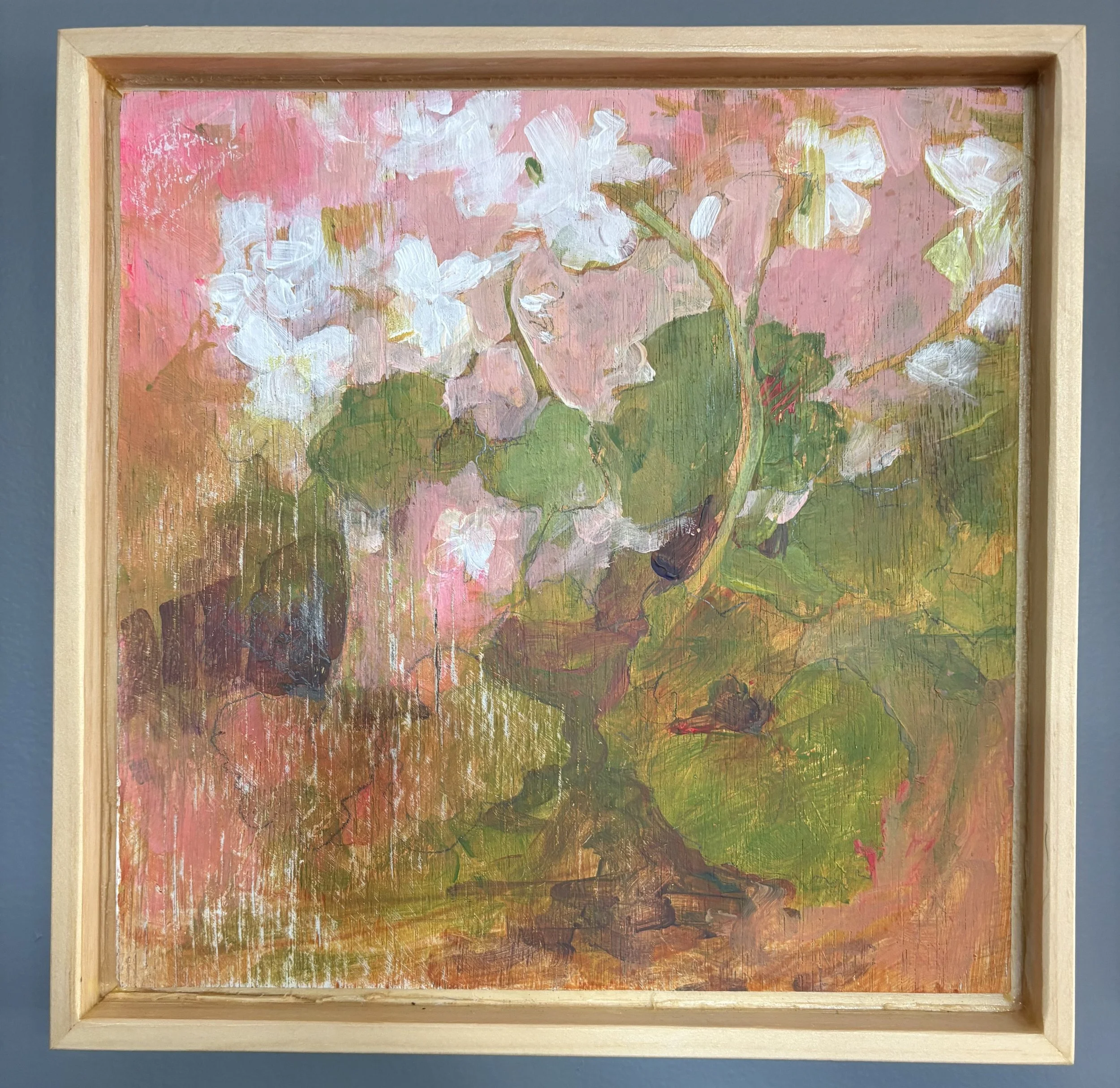 Little Geranium Acrylic Mixed Media $225 by Cathy Dalton