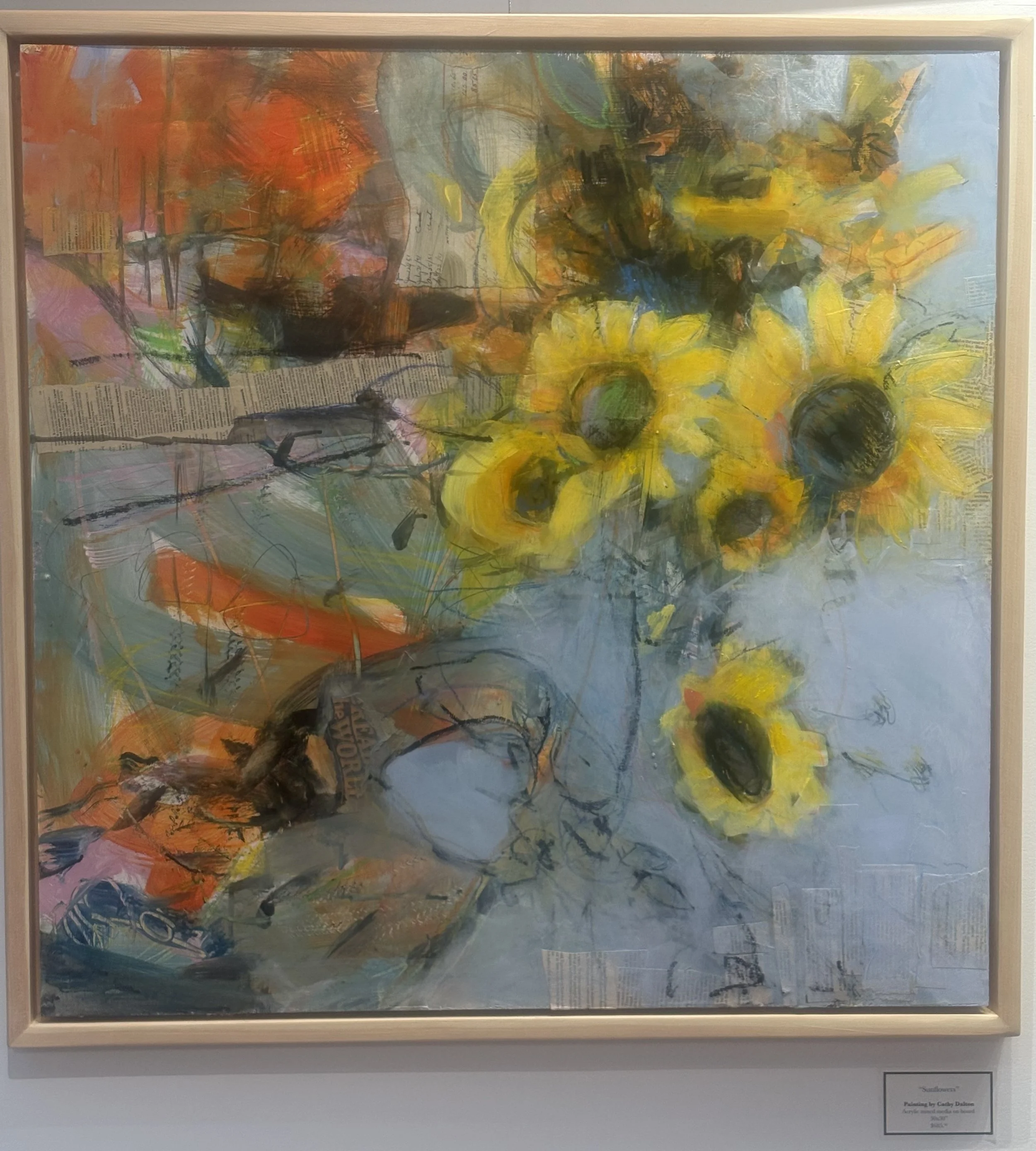 Sunflowers Acrylic Mixed Media  $685 by Cathy Dalton