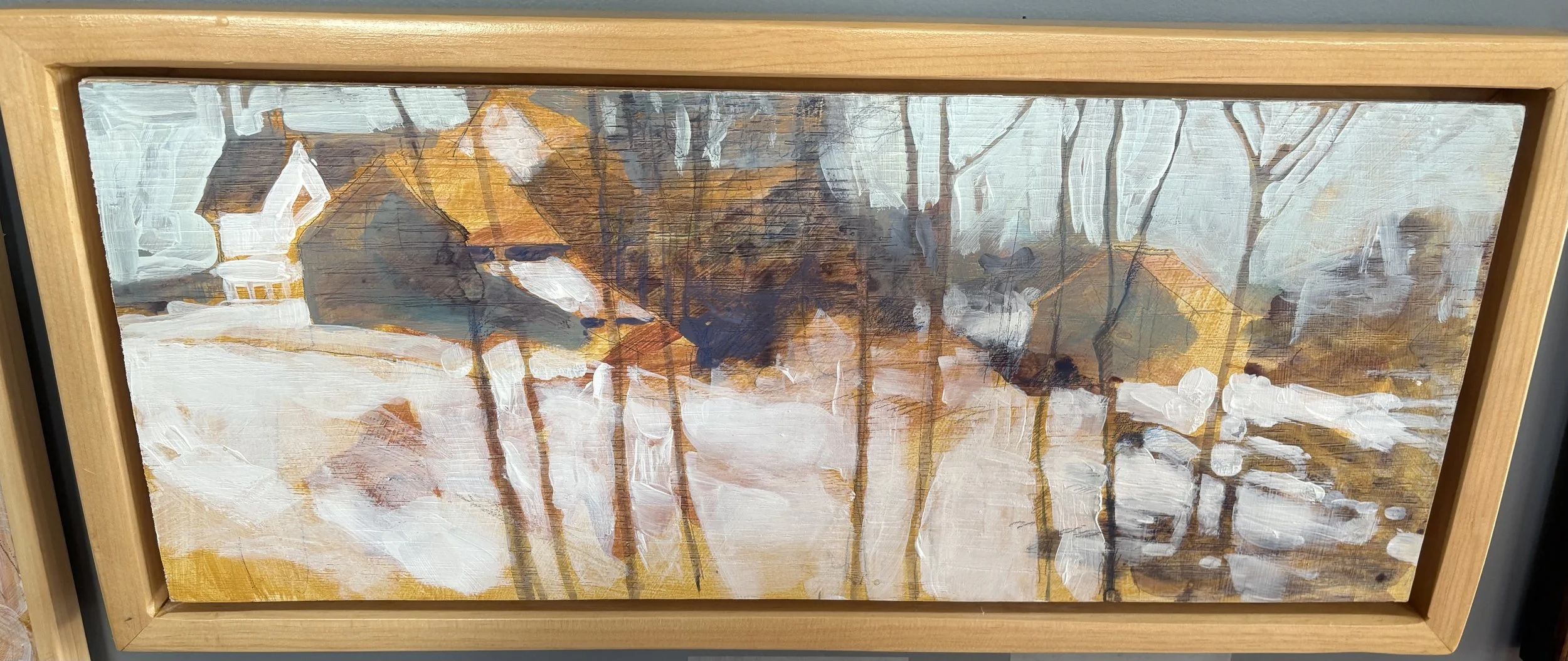 Winter White House Acrylic Mixed Media $385 by Cathy Dalton