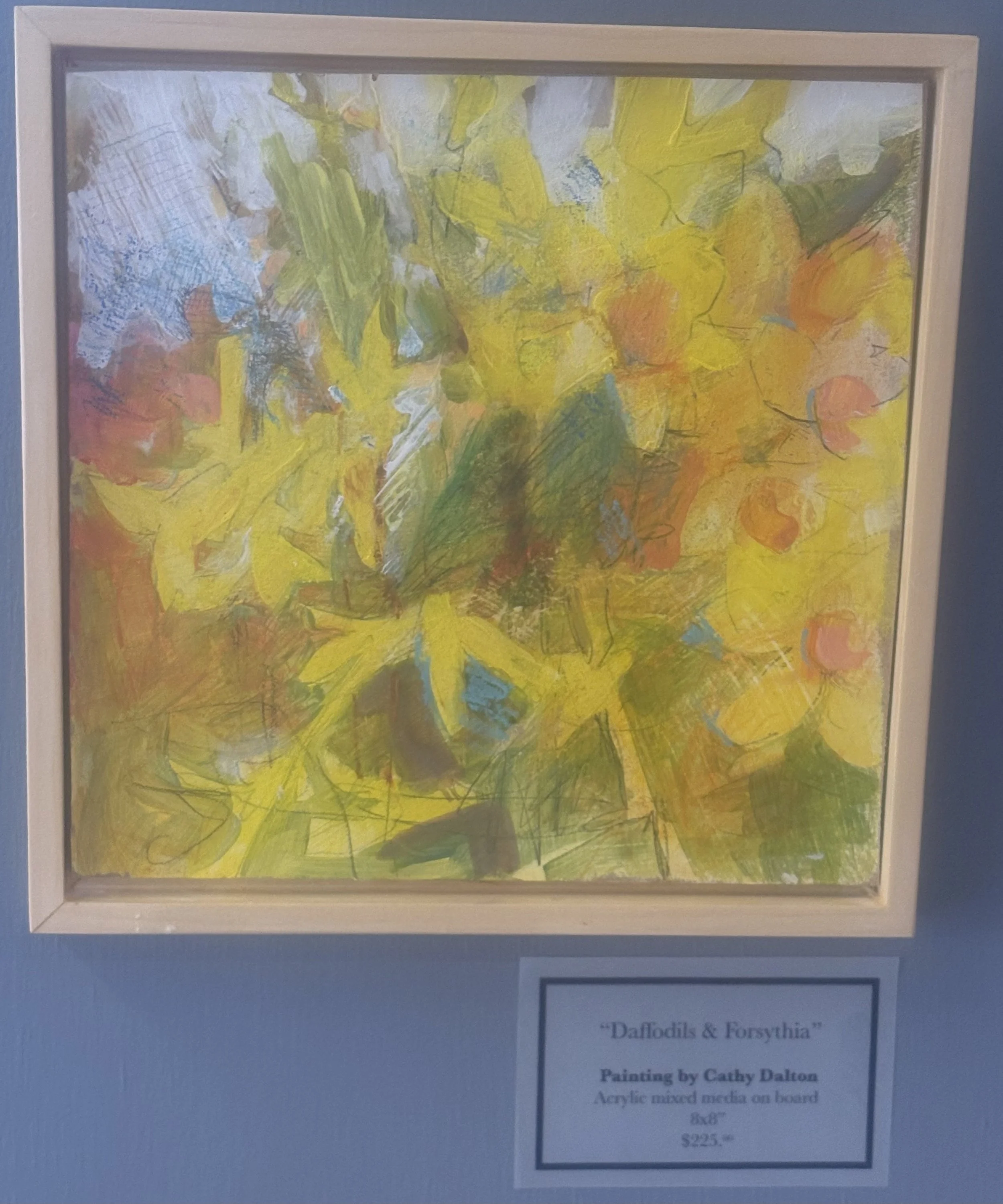 Daffodils and Forsythia Acrylic Mixed Media $225 by Cathy Dalton