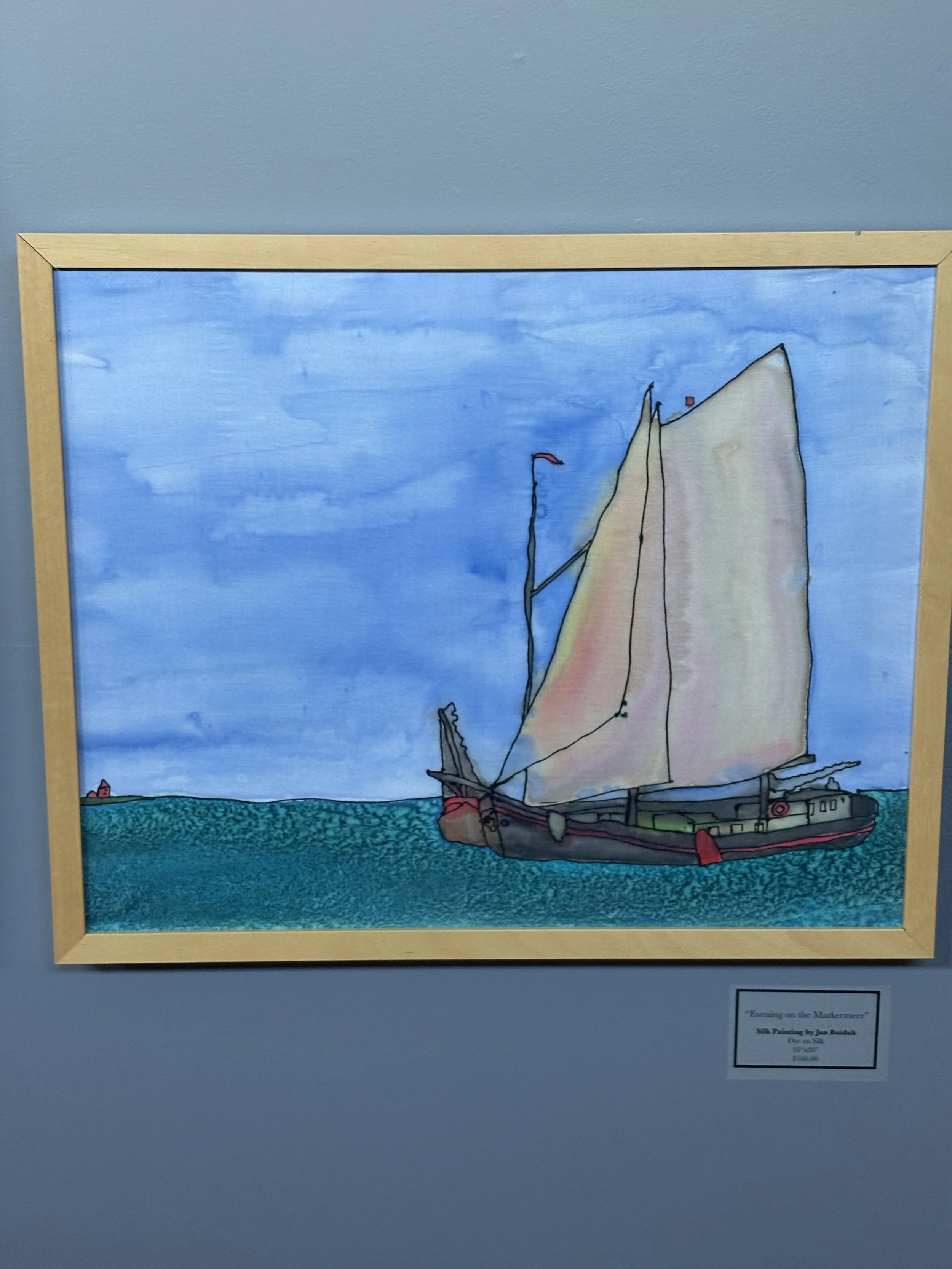Evening On The Markermeer Acrylic on Silk $160 by Jan Boiduk