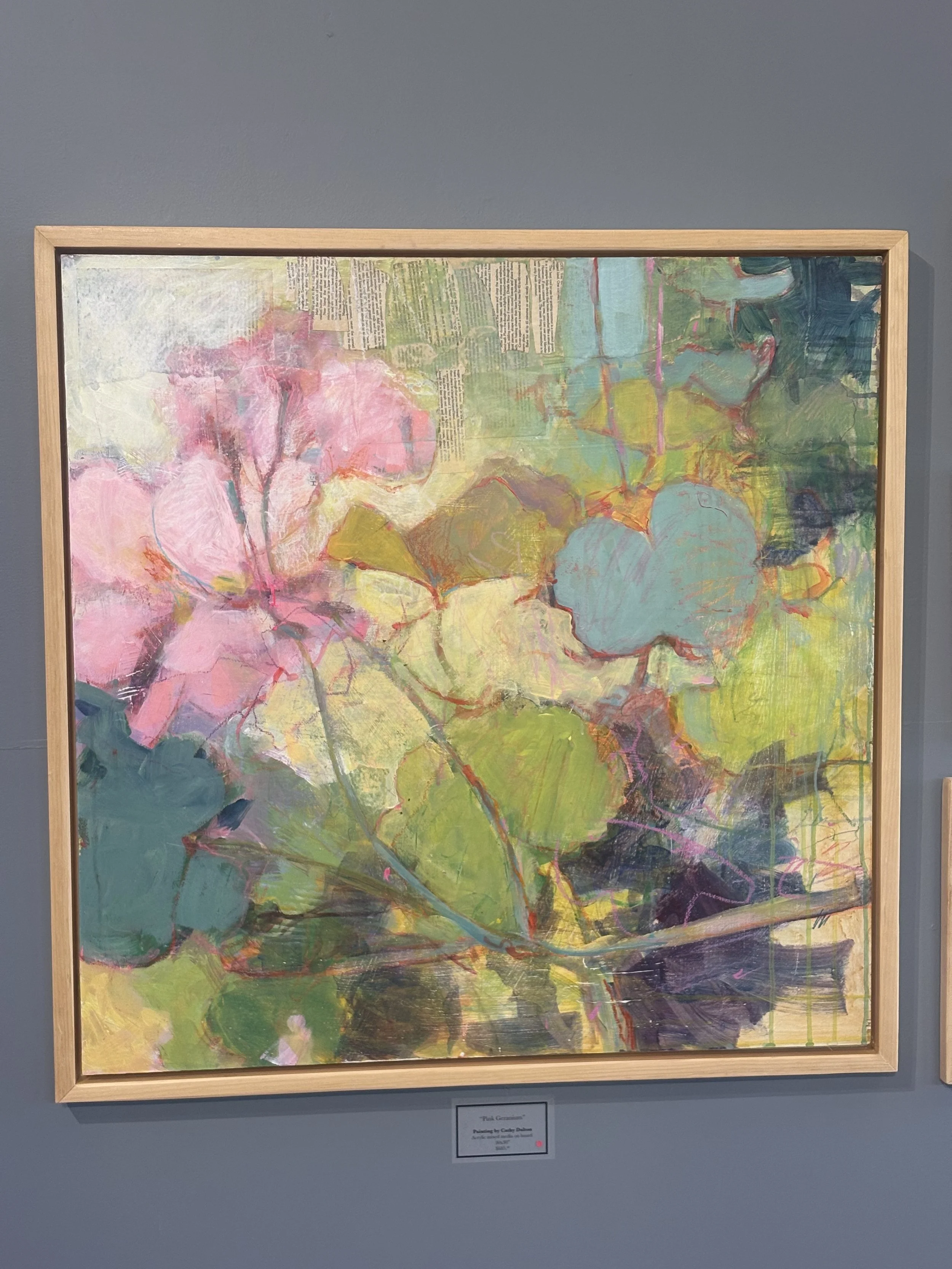 Pink Geranium Acrylic Mixed Media $685 by Cathy Dalton
