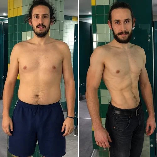 Jarek before and after his muscle and strength transformation