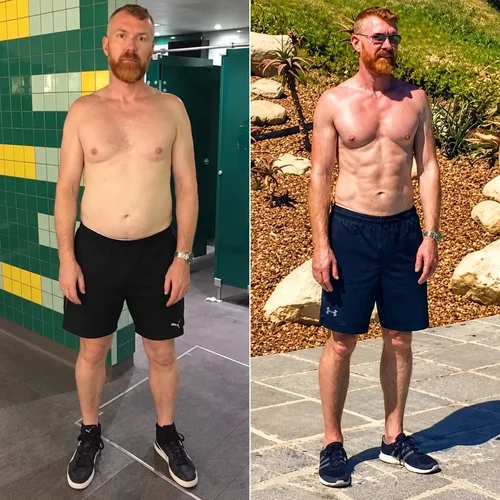 Mark before and after his body transformation