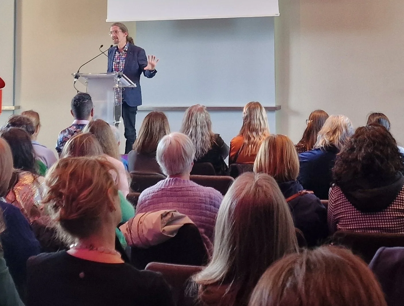 John Wadsworth delivering keynote lecture for London School of Astrology Event, Albert Hall, 2024