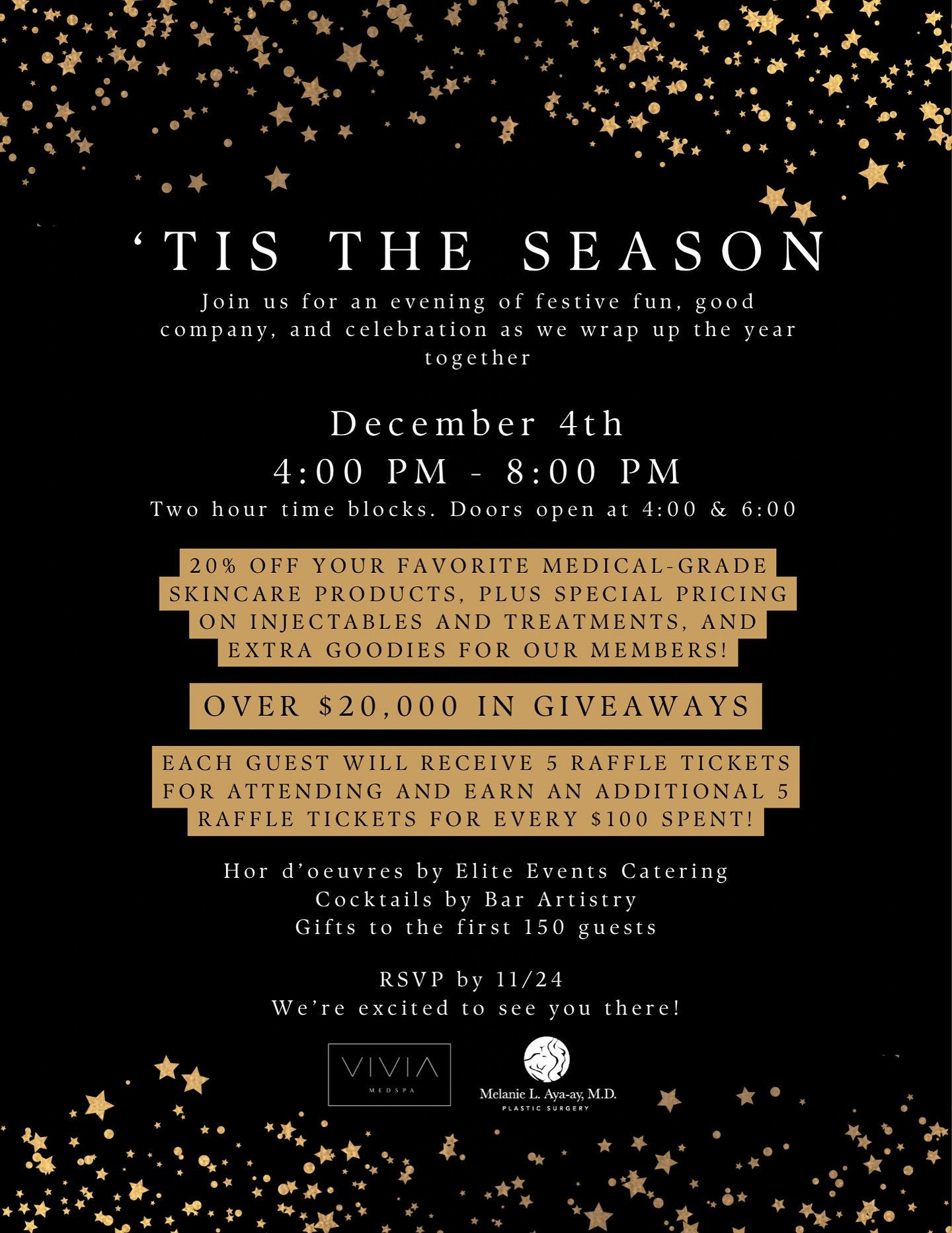 ✨ It&rsquo;s the most wonderful time of the year &mdash; our Annual Holiday Party is here! ✨🎄
Join us on December 4th for a festive evening filled with exclusive giveaways, special event-only sales, hors d&rsquo;oeuvres, and drinks 🥂🎁

✨ RSVP by N