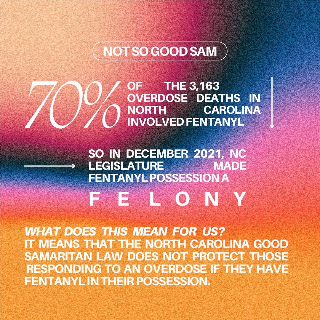 Limited immunity in North Carolina only covers:
* Misdemeanor drug possession
* Possession of one gram or less heroin
* Possession of one gram or less cocaine 
* Possession of drug paraphernalia 

You must also provide your full, legal name  and not 