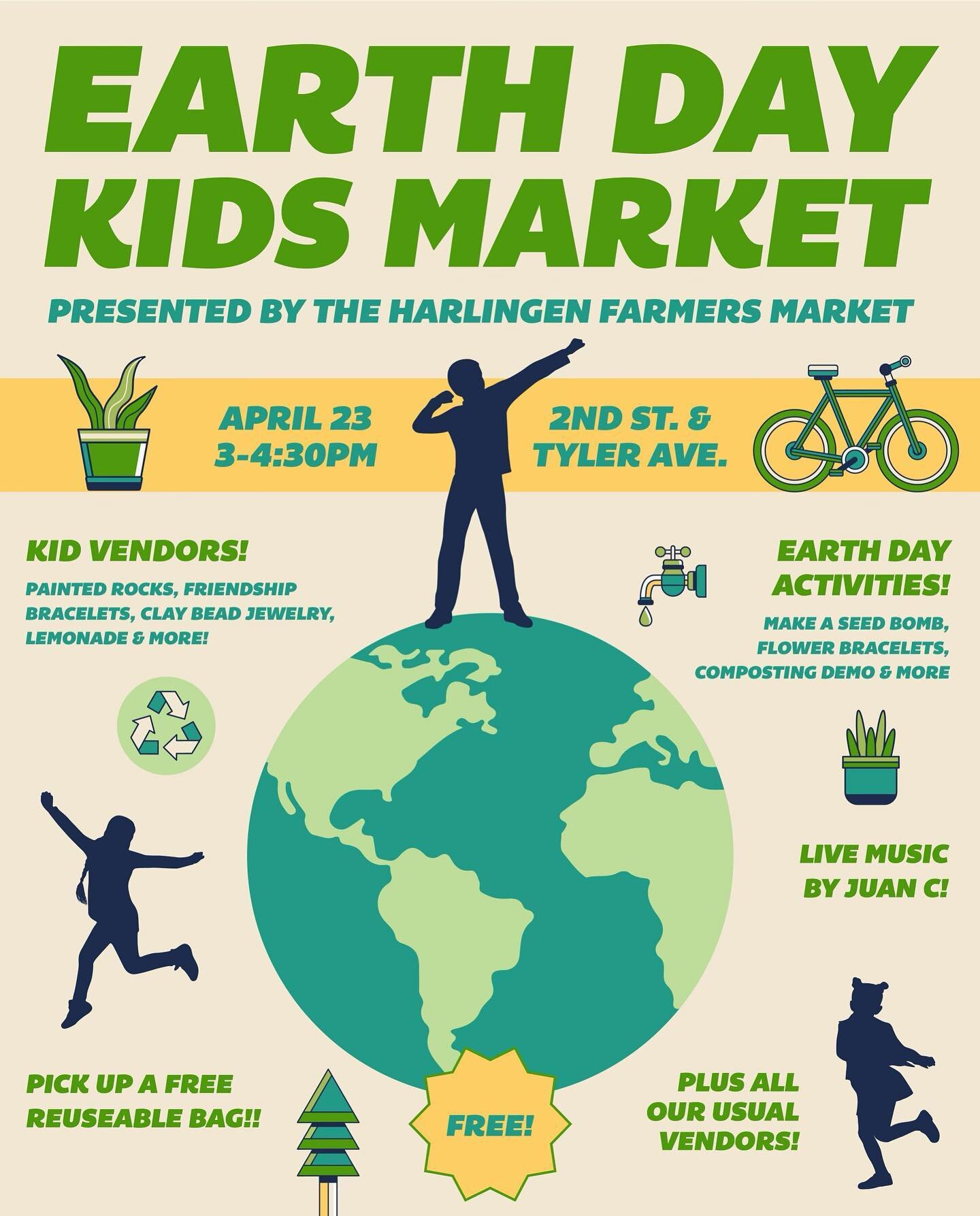 Get ready for an Earth Day Kids Market! 
We love providing the opportunity for these kids to show us their passion, and creativity! 
Join us for a compost demonstration, kids activities, young entrepreneurs, live music by Juan C., and of course our a