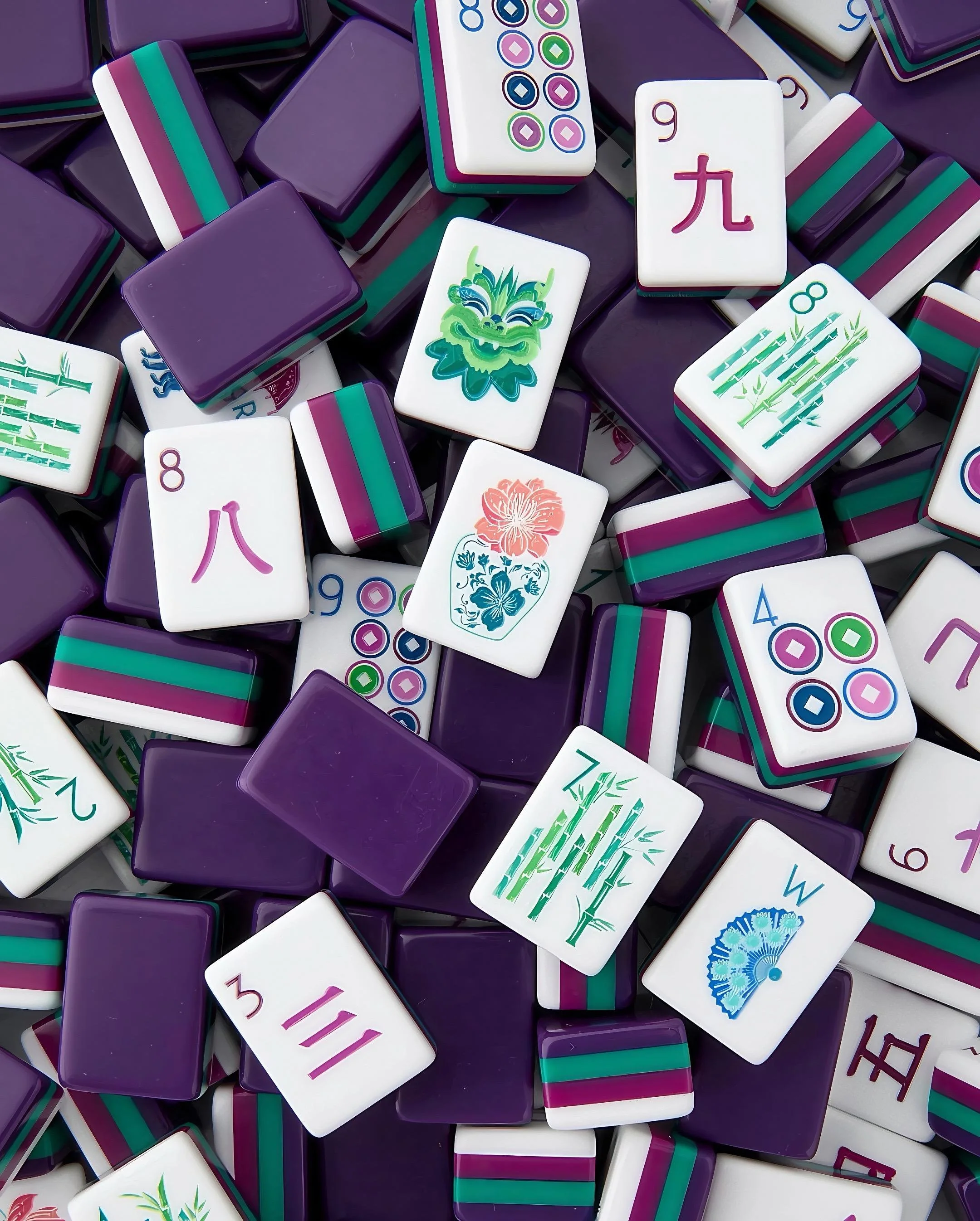 Purple Layered Mahjong Tiles