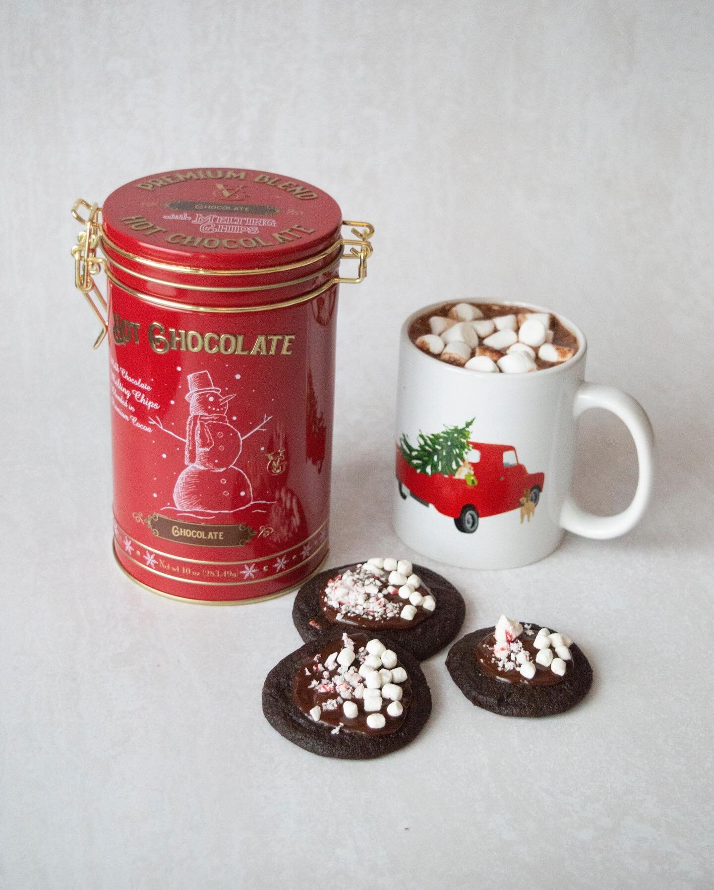 Hot Cocoa Cookies!? Yes, please! Follow any double chocolate cookie recipe and add melted chocolate chips, crushed peppermint, and marshmallows. You can find our Van Guilder Tins at Menards to try this recipe with our premium hot chocolate 🍫 ☕️ 

@m