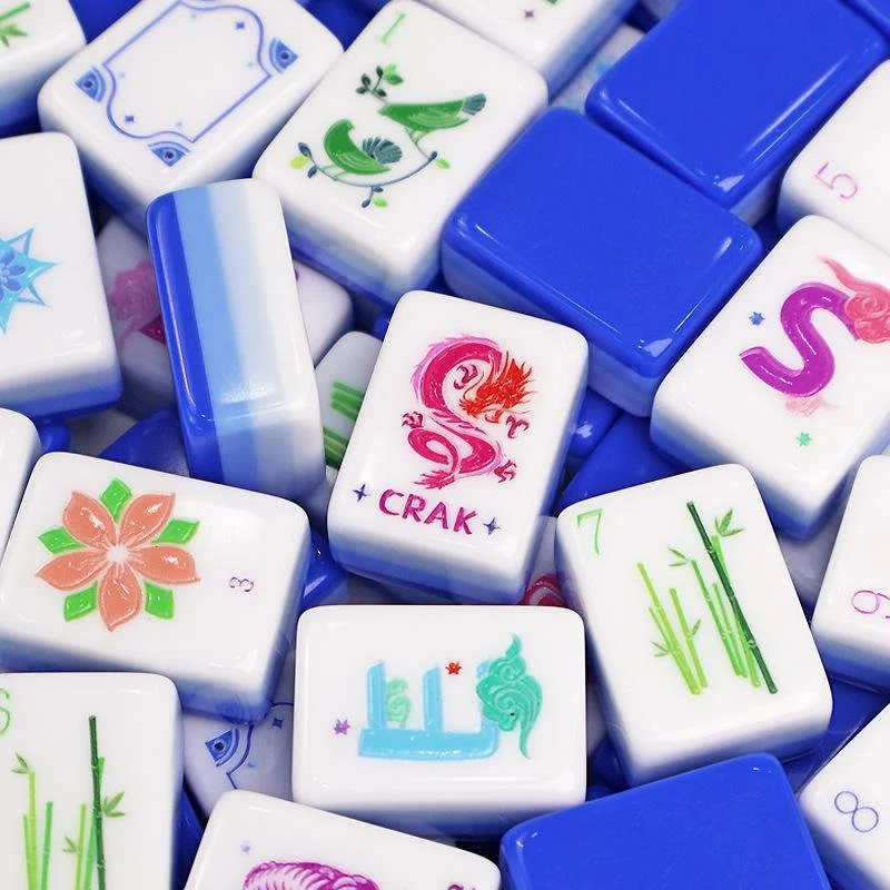 Blue Layered Mahjong Tiles