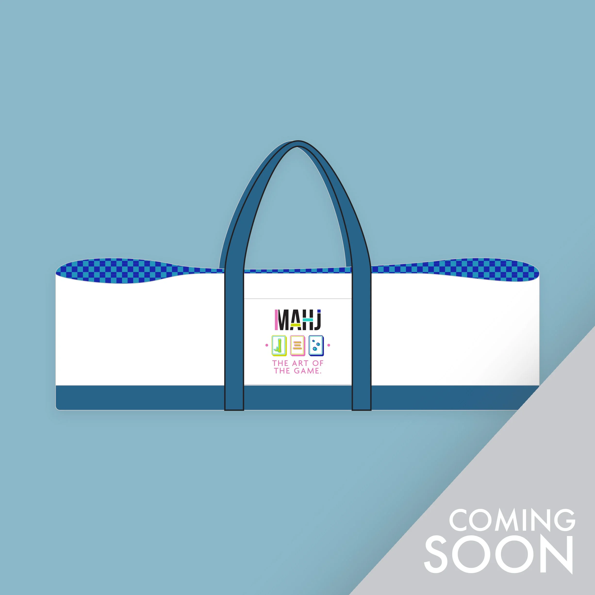 Blue Checker Mahj Game Bag