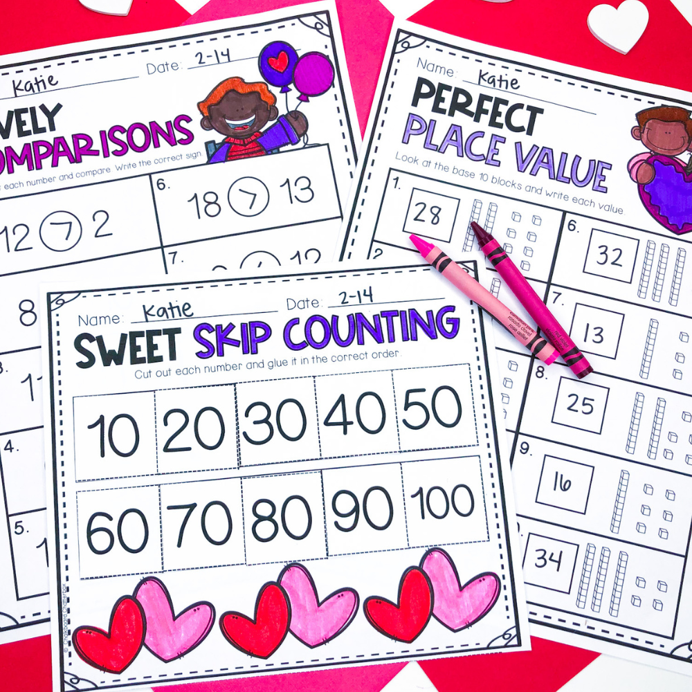 valentine's day math worksheets for elementary students