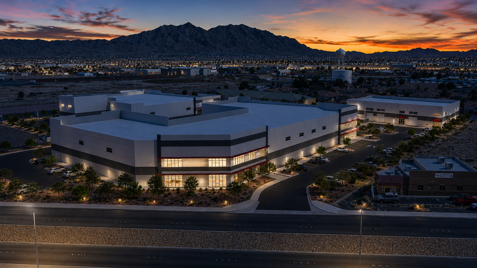 North Valley Industrial Building at night..png