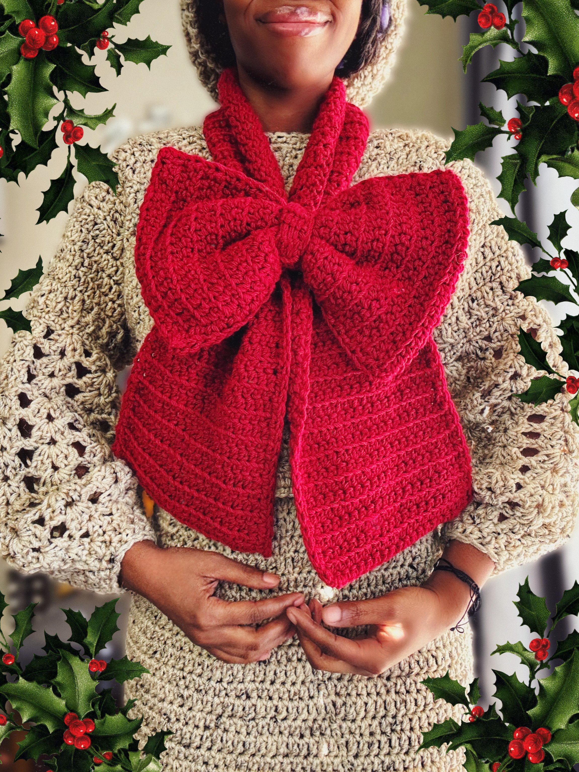 The Dream Bow Crochet Scarf. Digital Pattern. Version Deux