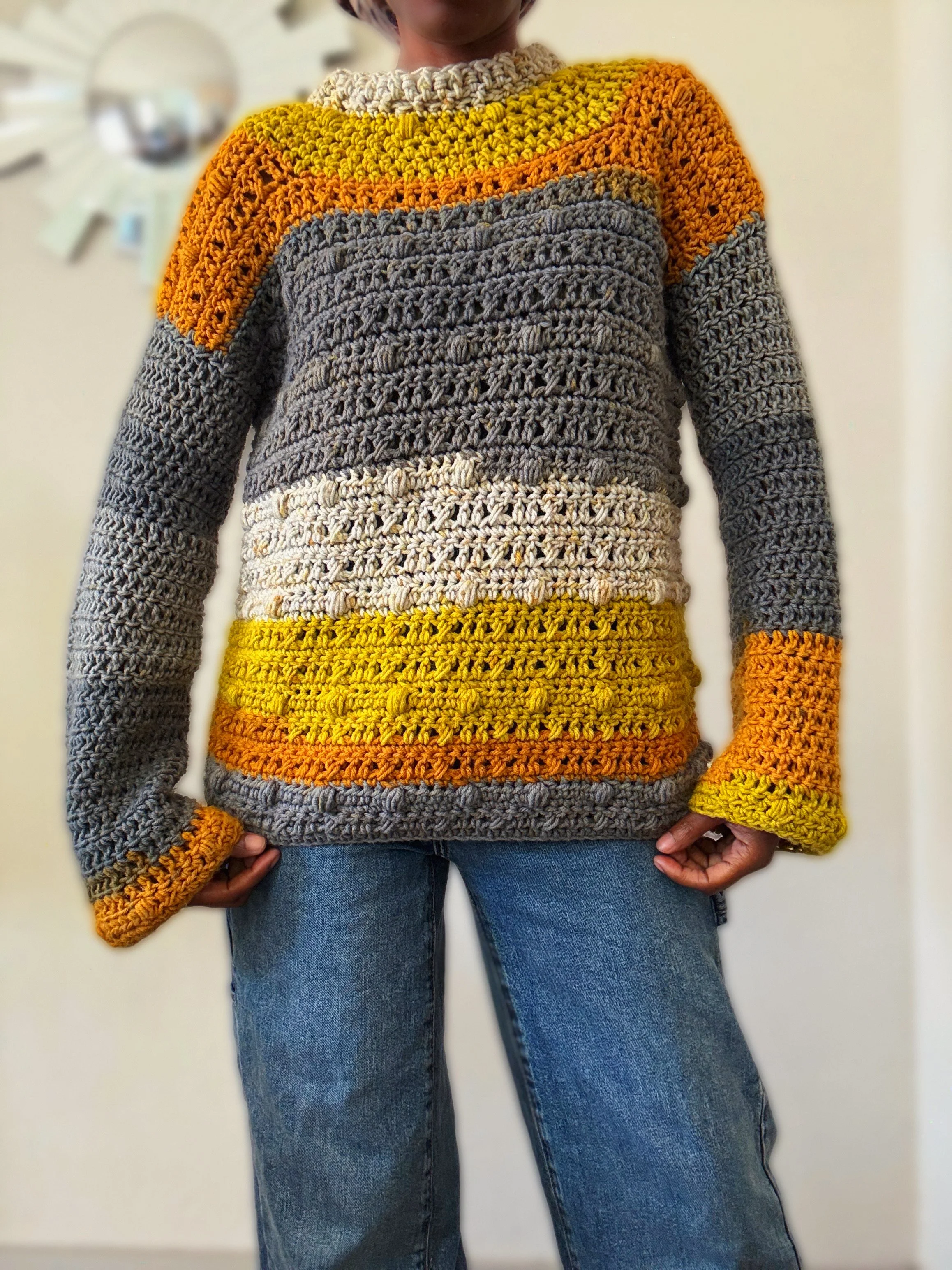 The Aurora Crochet Sweater. Digital Crochet Pattern.