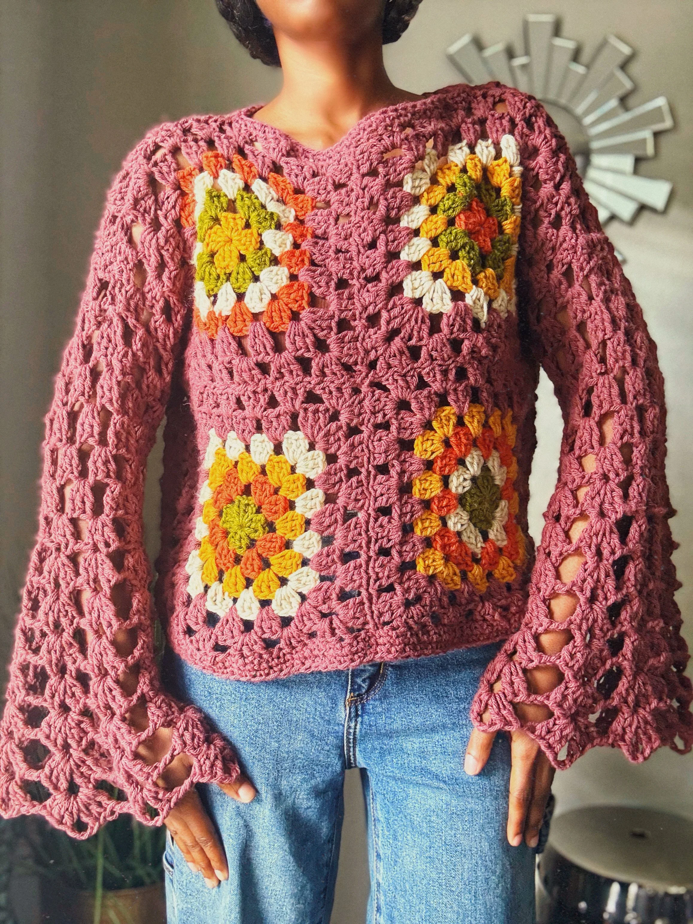 The Recry Granny Square  Crochet Top. Digital Download.