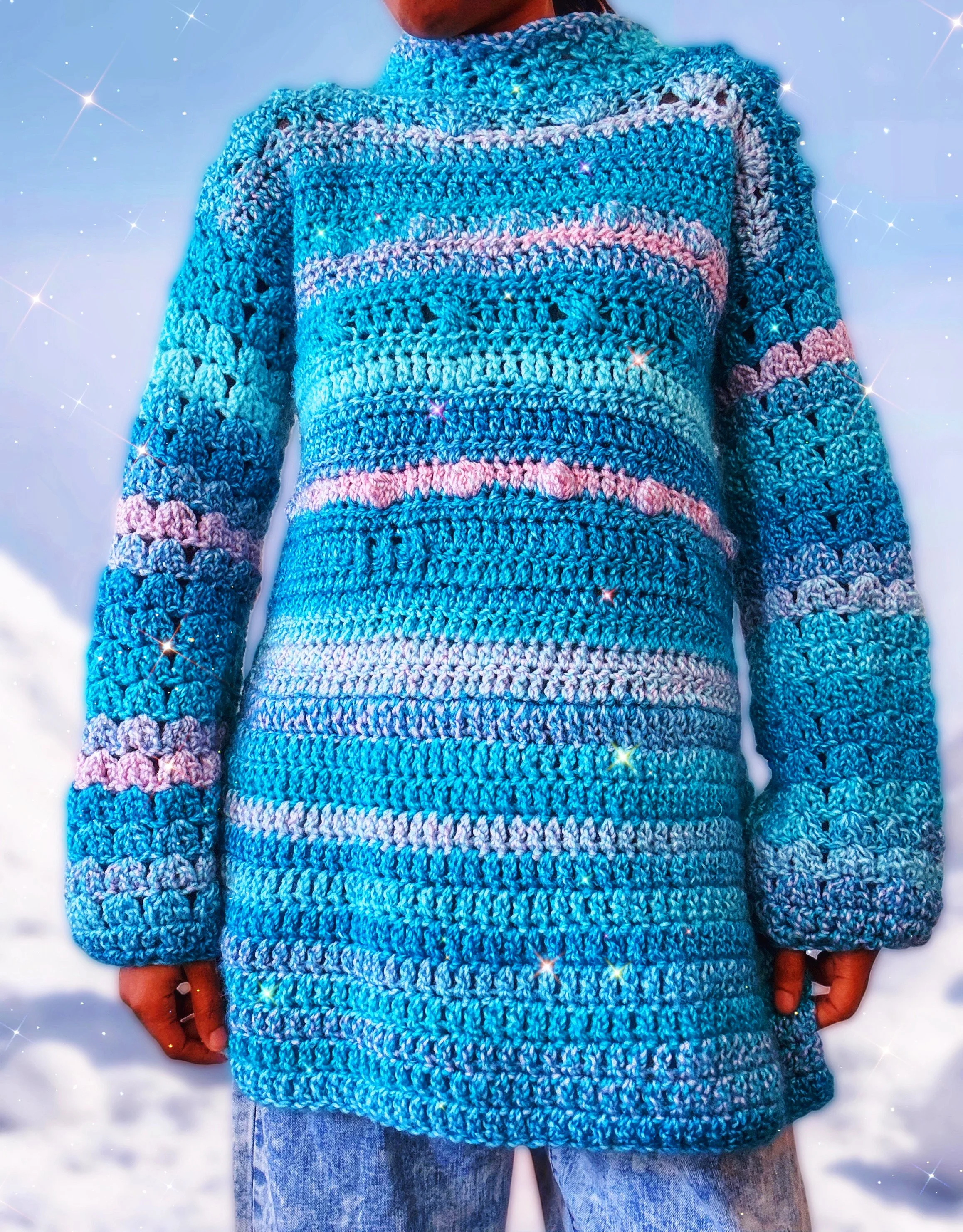 The Ulmur Crochet Sweater Dress. Digital Crochet Pattern.