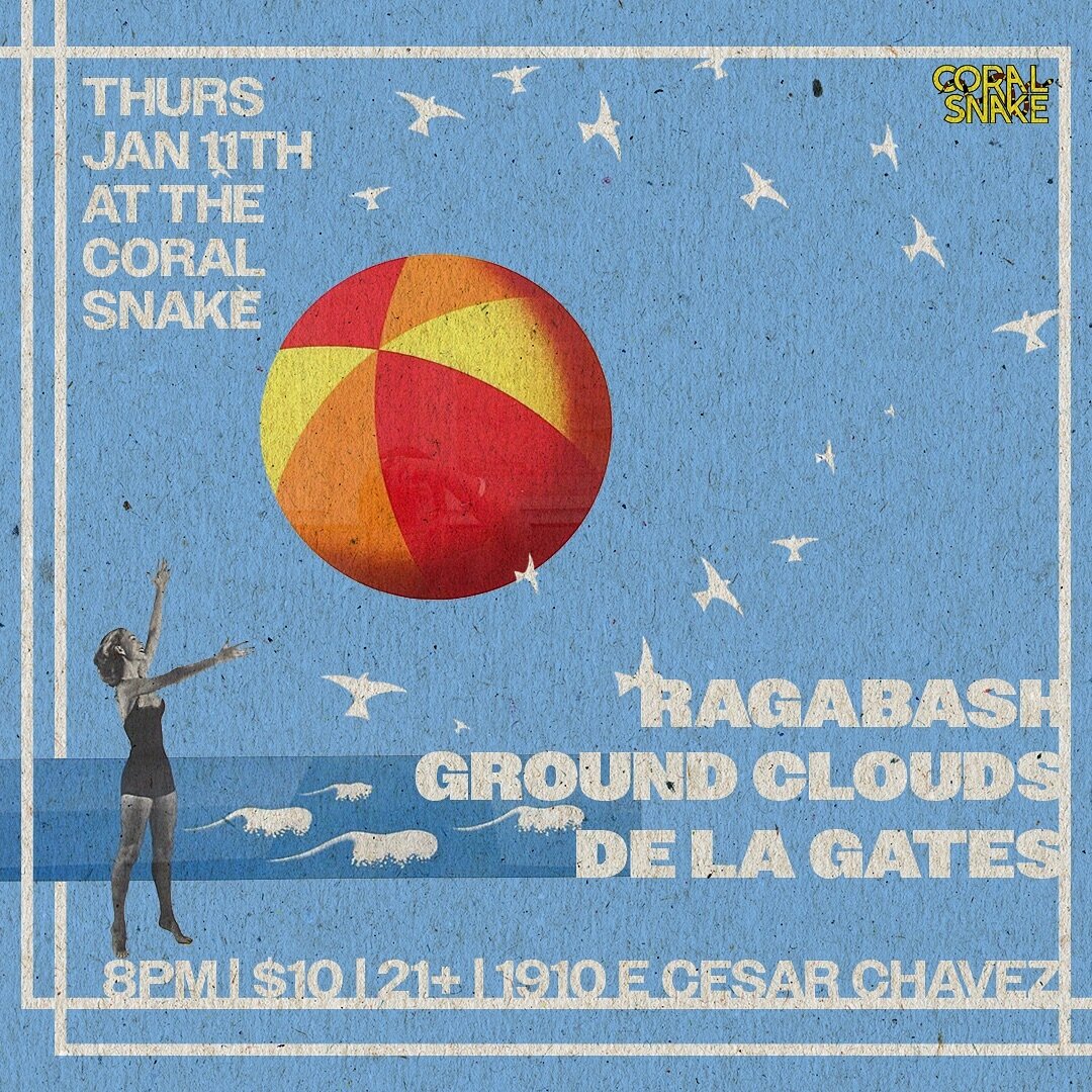 if y&rsquo;all are feeling chilly this week, we&rsquo;re gonna be heating things up at @the_coral_snake this THURSDAY 1/11 with @groundcloudsatx and @de.la.gates ⛅️🪷

swing by east cesar chavez this thursday at 8pm for a toasty time 🔥 it&rsquo;s ou