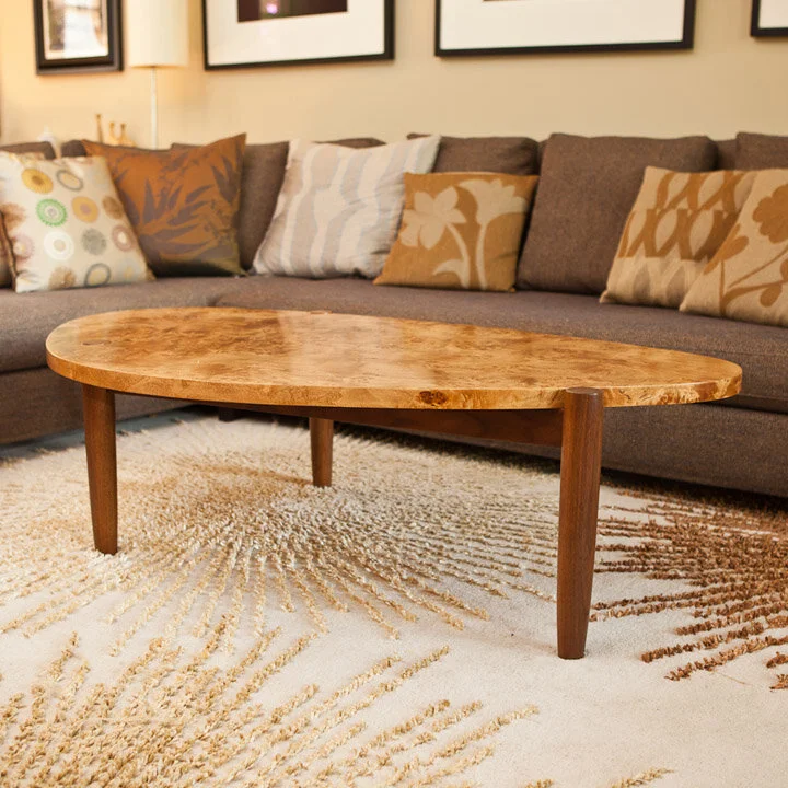 Coffee Table Maple Burl and Walnut
