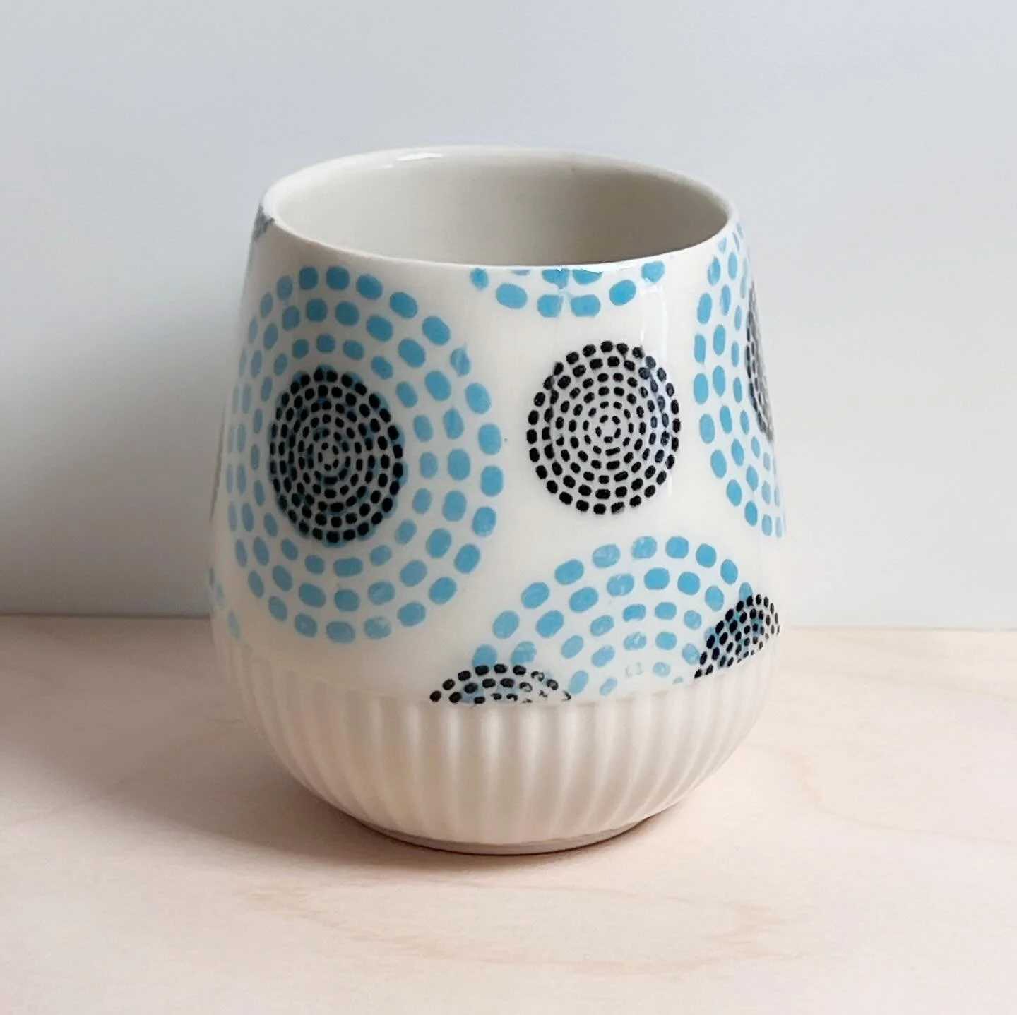 A little slip-cast cup using the Dot Matrix underglaze transfer. #underglazetransfers #ceramics #ceramiccup