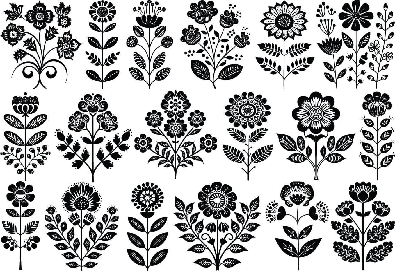 Underglaze Transfer - Folk Art Flowers
