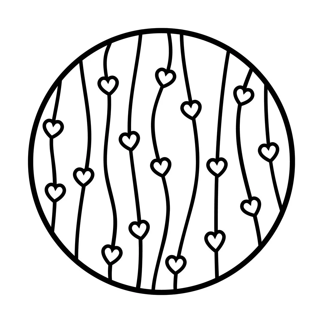 String of Hearts Round Stencils