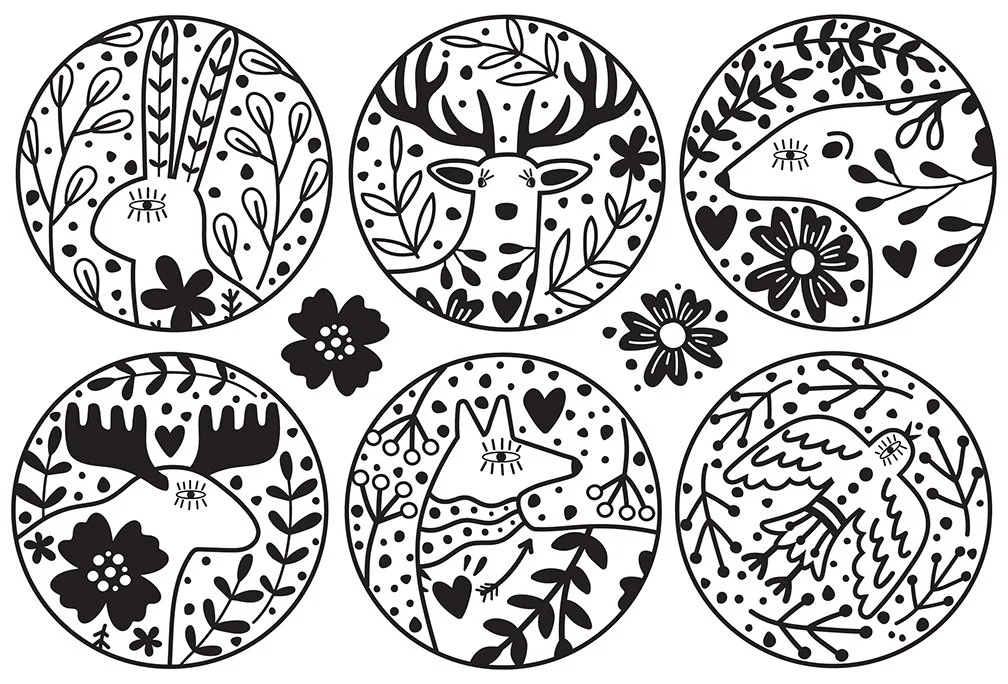 Underglaze Transfer - Scandinavian Animals in Circles