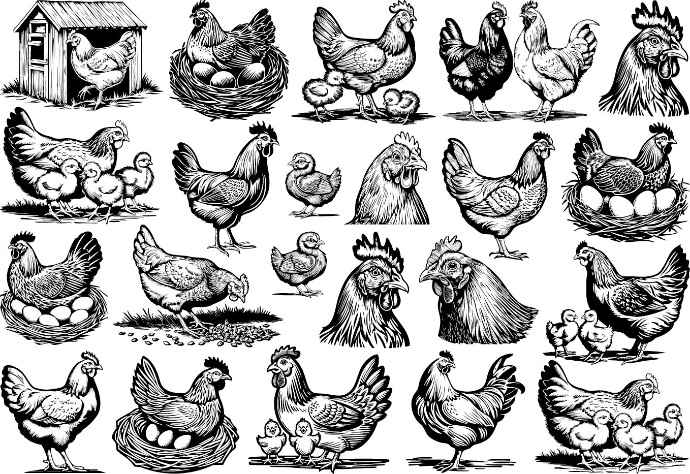 Underglaze Transfer - Chickens