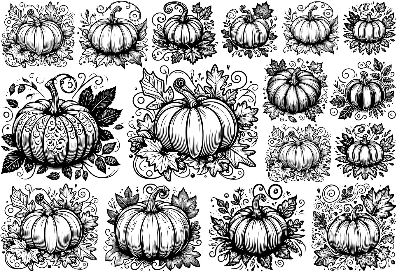 Underglaze Transfer - Stylized Pumpkins