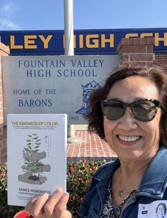Close dive to Fountain Valley High School several times to share the story! 