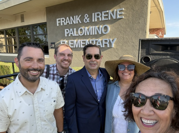 Celebrating Palomino School naming with DJ Gonzales, Jared Wallace, Andrew Palomino, and Cindy Mata!