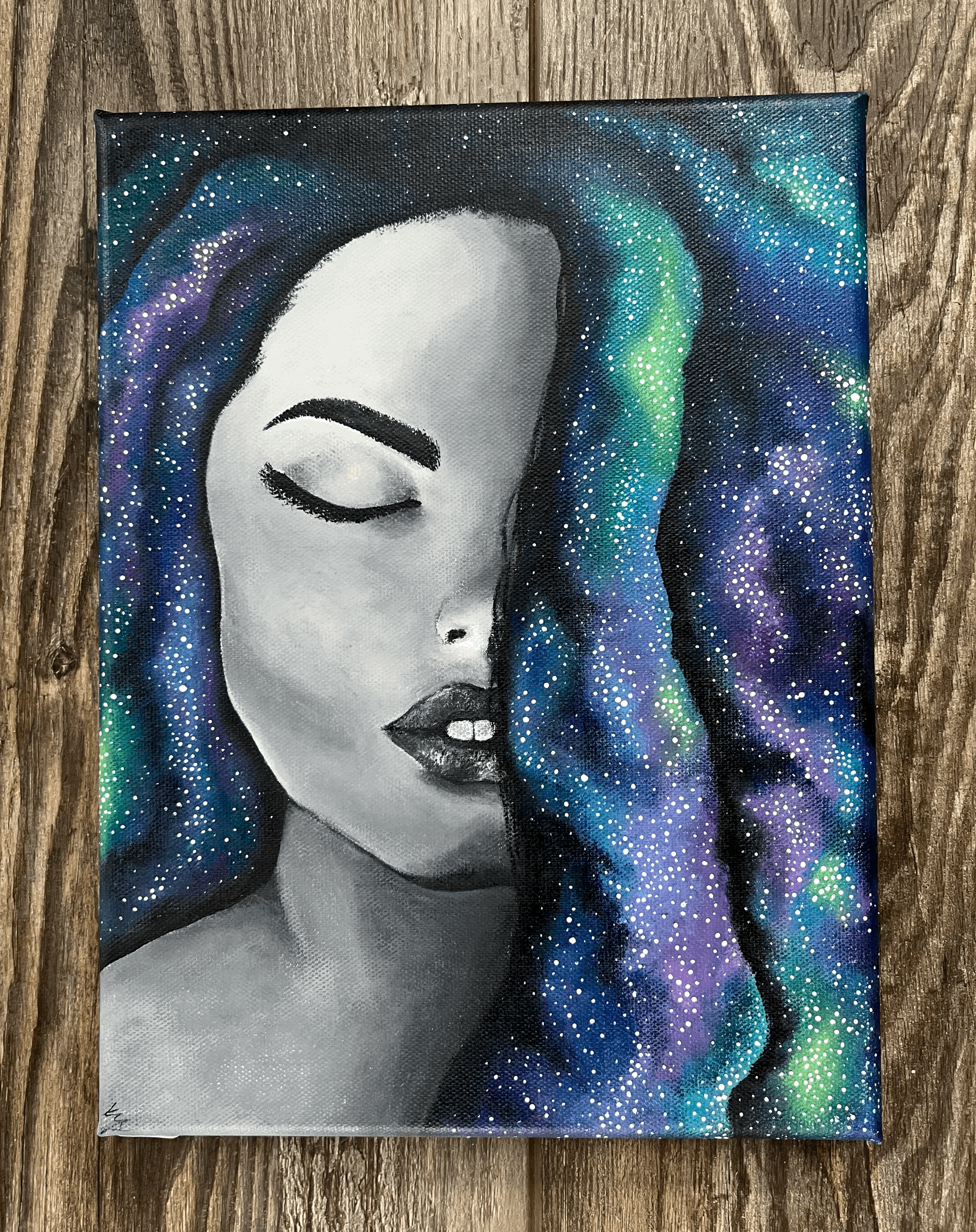 AURORA - Galaxy Girl Painting #3 - 9x12 - DISCOUNTED