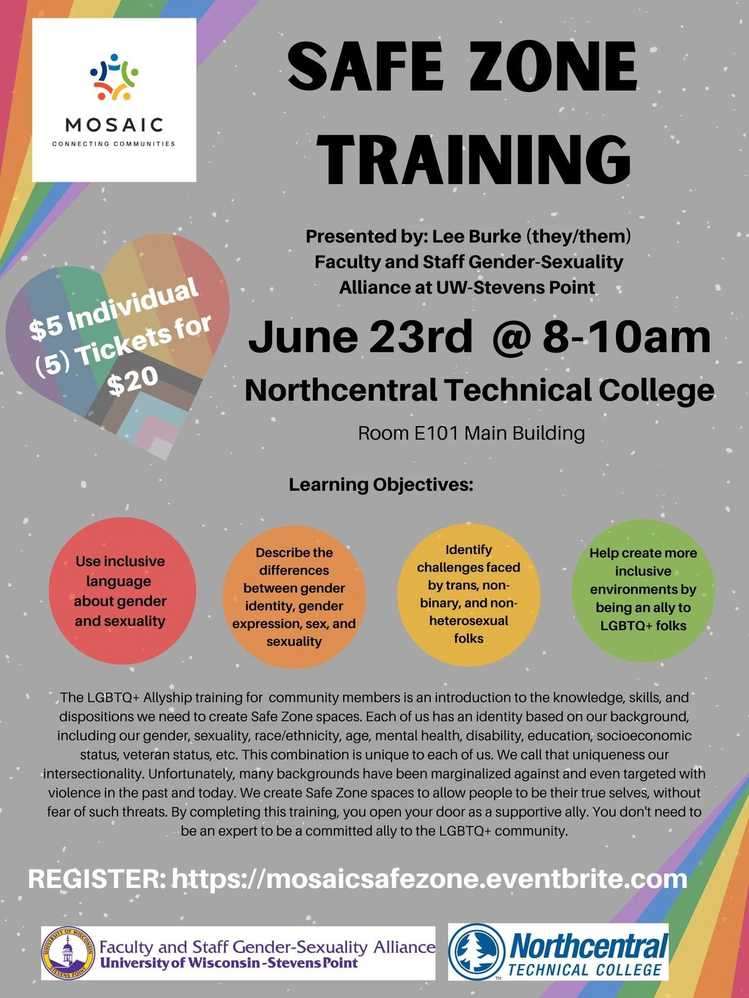 Mosaic’S Safe Zone Training — MOSAIC of North Central Wisconsin