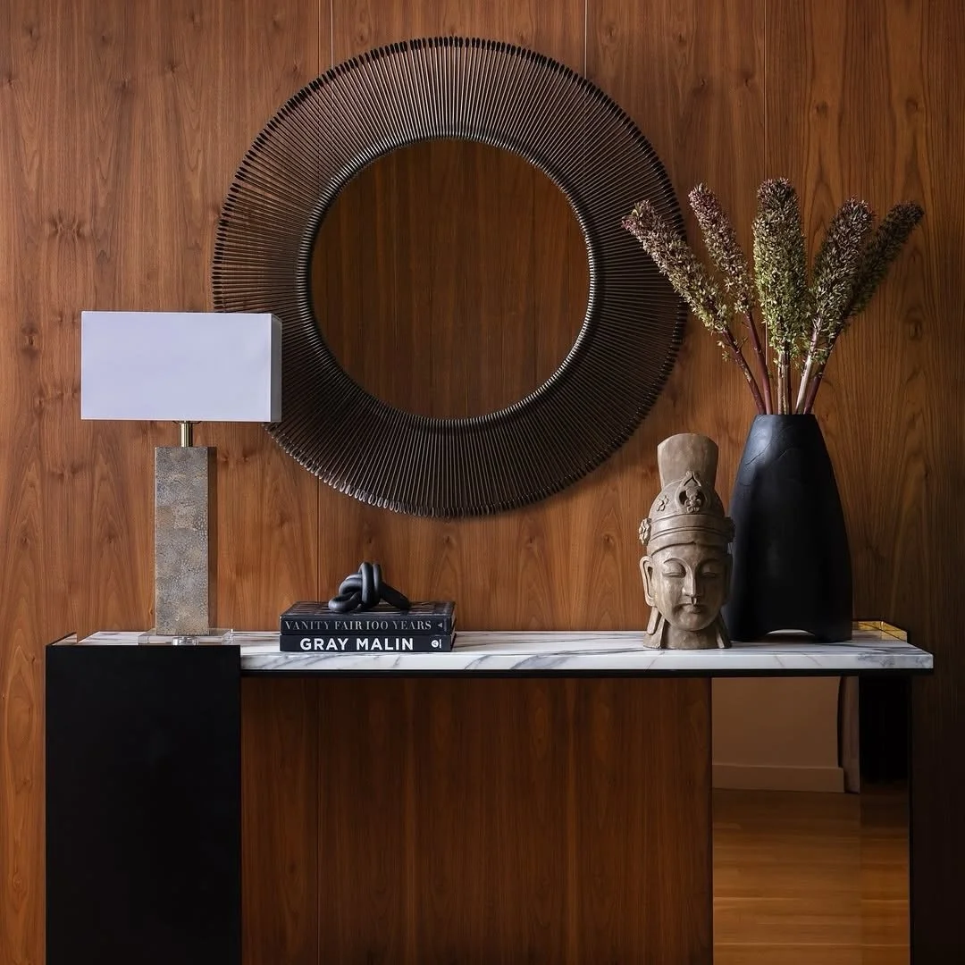 The Dawn mirror by @madegoods elevates any modern space with subtle, cultural-inspired charm ✨ 
⁠
⭐️ Designer: @curated_studio_interiors⁠
📸 Photographer: @molly_culver_photography

Available at @whitneyevansltd
Located at the @denverdesigndistrict
5