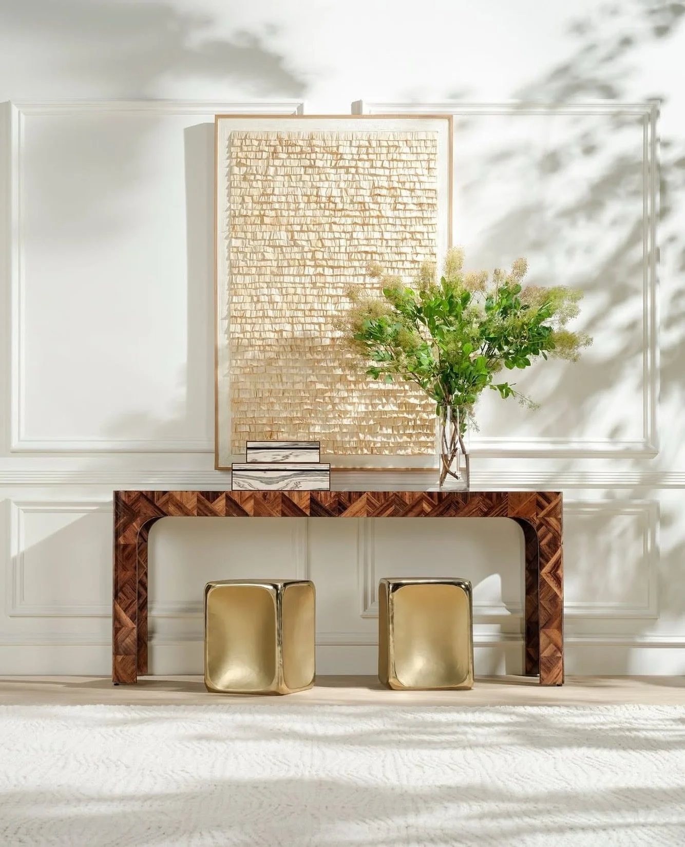 Meet the Audin: A standout console by @madegoods with parquet banana bark, rounded legs, and a glossy finish&mdash;crafted to bring character to any space 🤎✨️

Available at @whitneyevansltd
Located at the @denverdesigndistrict
595 S. Broadway, Suite